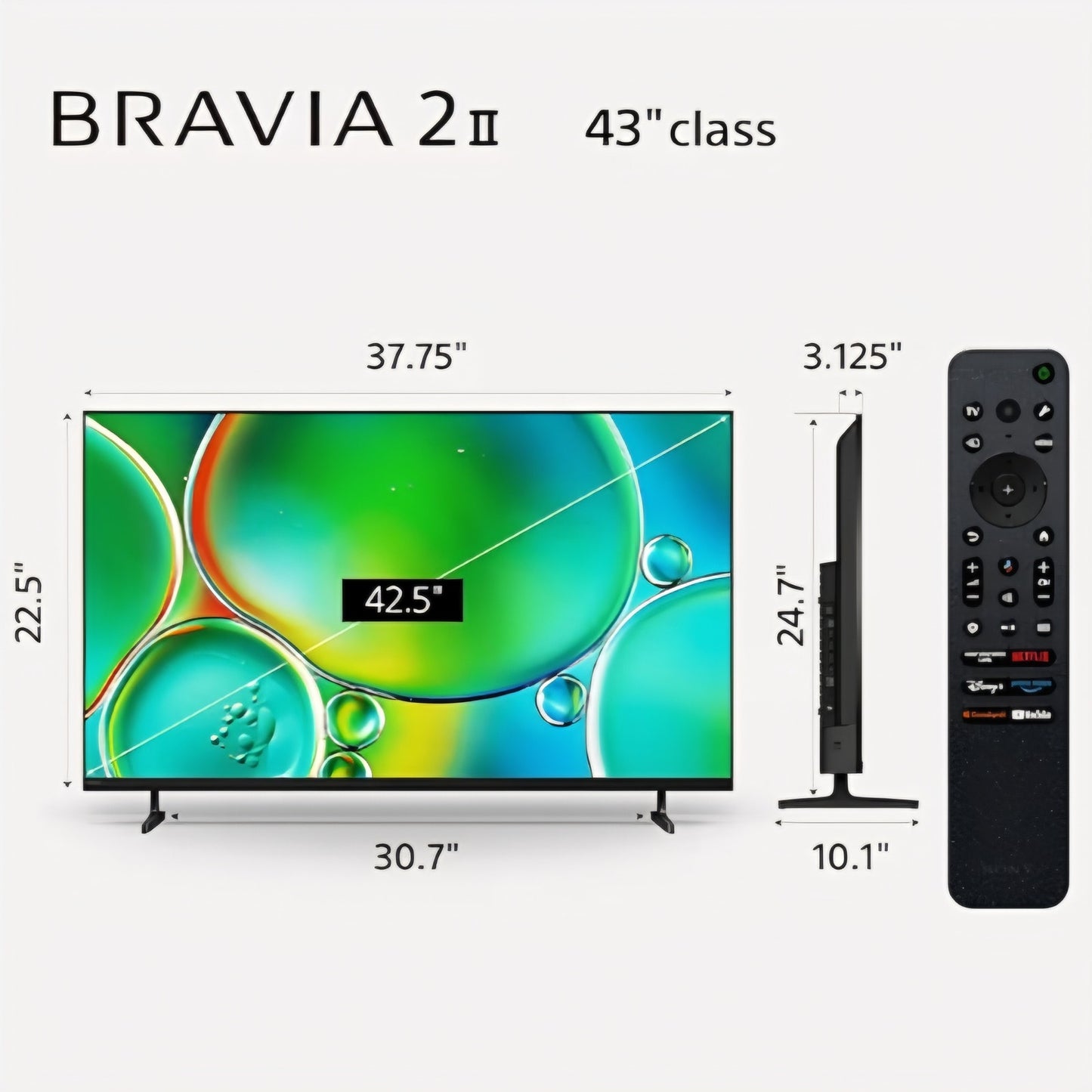 Sony BRAVIA 2 II 43 Inch 4K Ultra HD LED Smart TV with Google TV 2025 Model