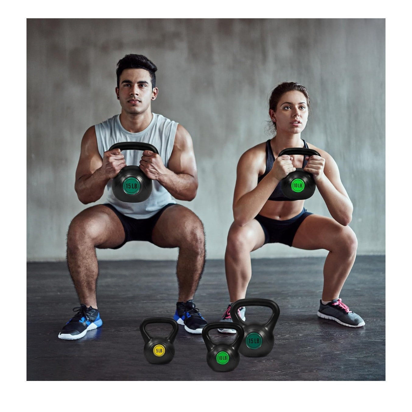 Wide Grip 3-Piece or 4-Piece Kettlebell Exercise Fitness Weight Set