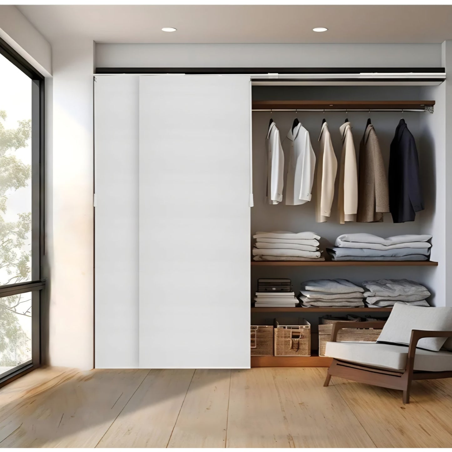 CHICOLOGY Blinds for Sliding Glass Doors ,Skyrise White (Light Filtering) W:46-86 x H: 0-96 inch