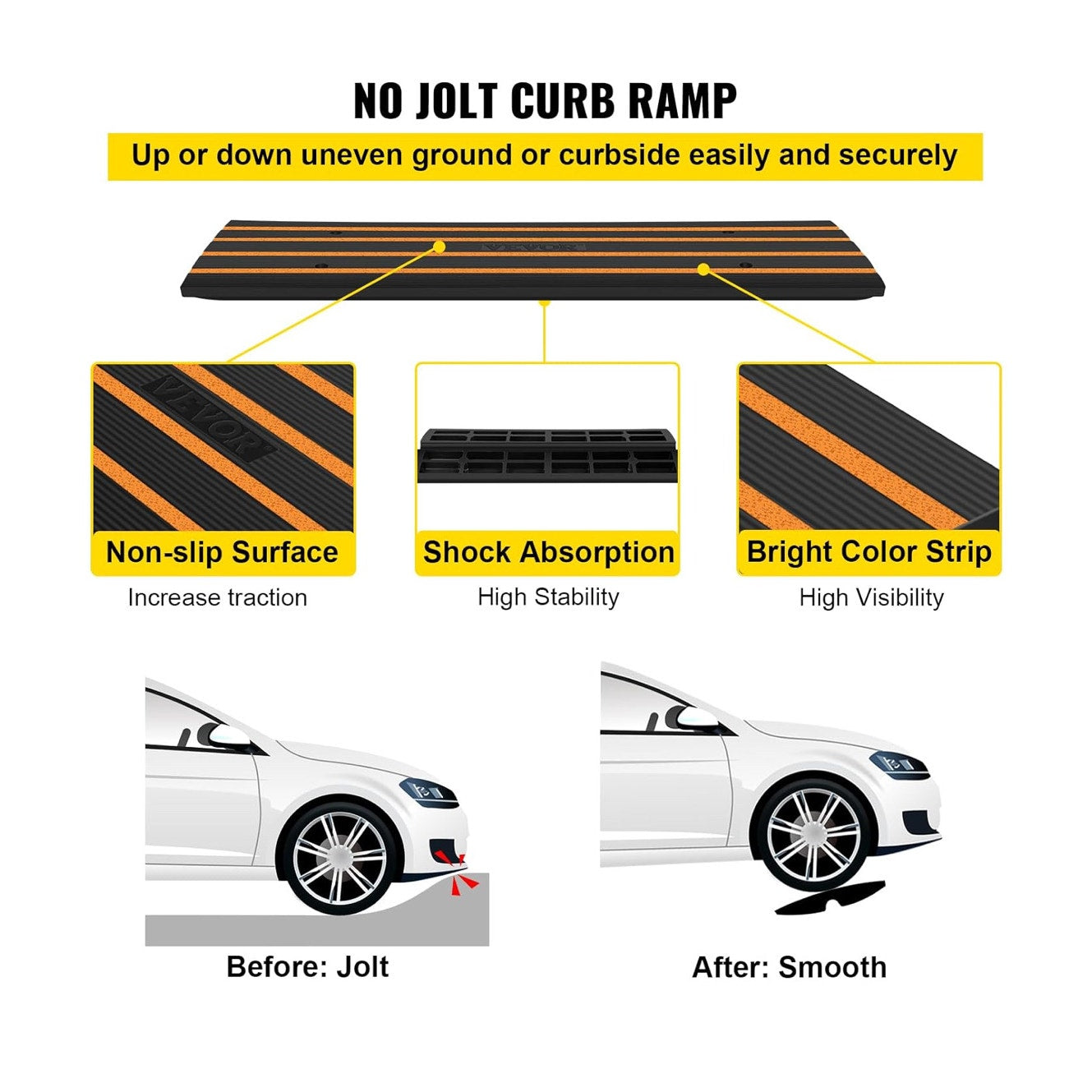 VEVOR Rubber Curb Ramp for Driveway 3 Pack