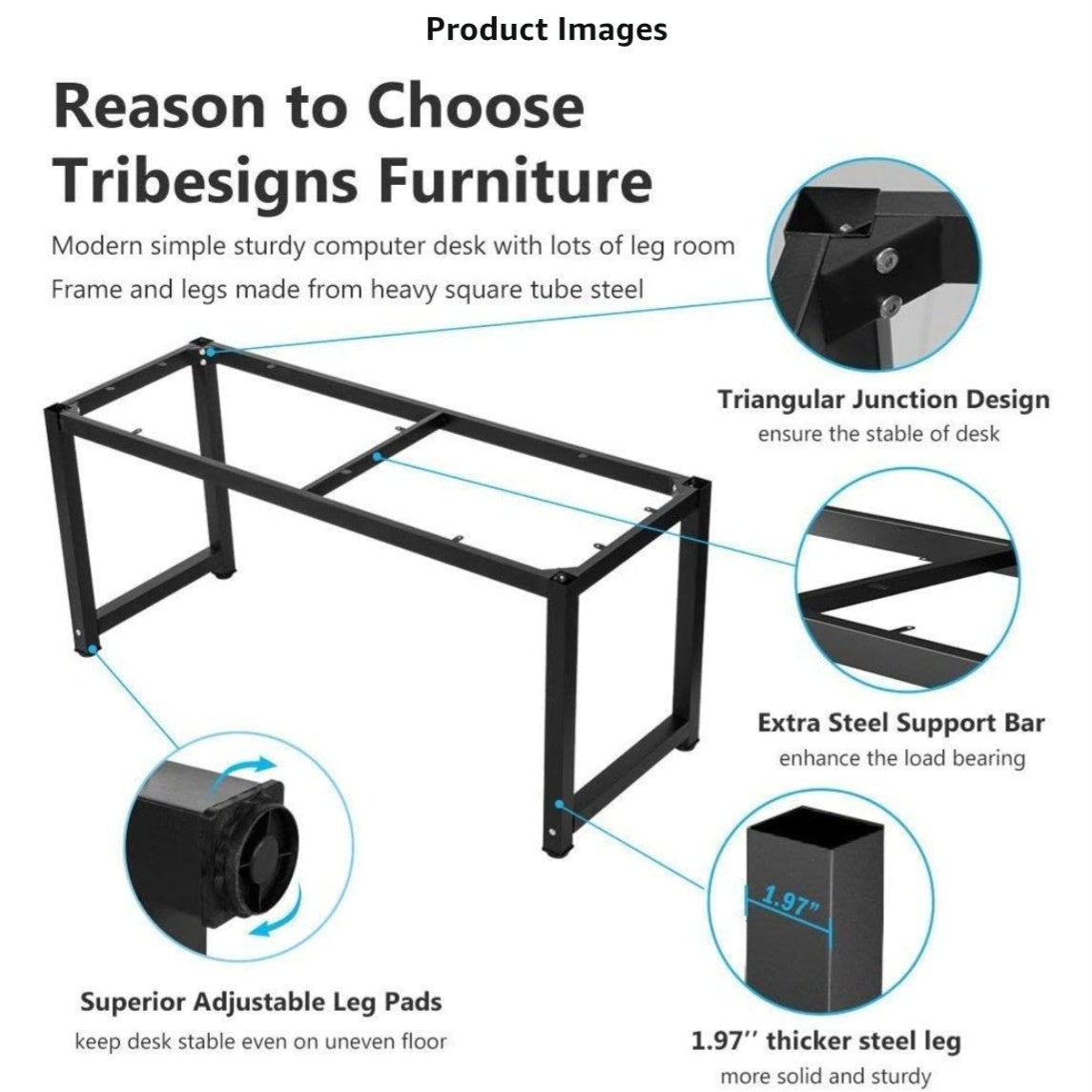 Tribesigns Computer Desk, Large Office Desk Computer Table Study Writing Desk for Home Office,