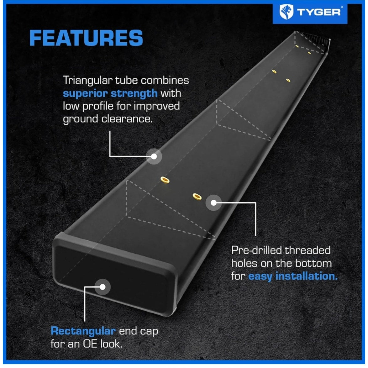 Tyger Auto 6" Riser Running Boards Compatible with 2009-2018 Dodge Ram 1500; 2010-2025 2500 3500;