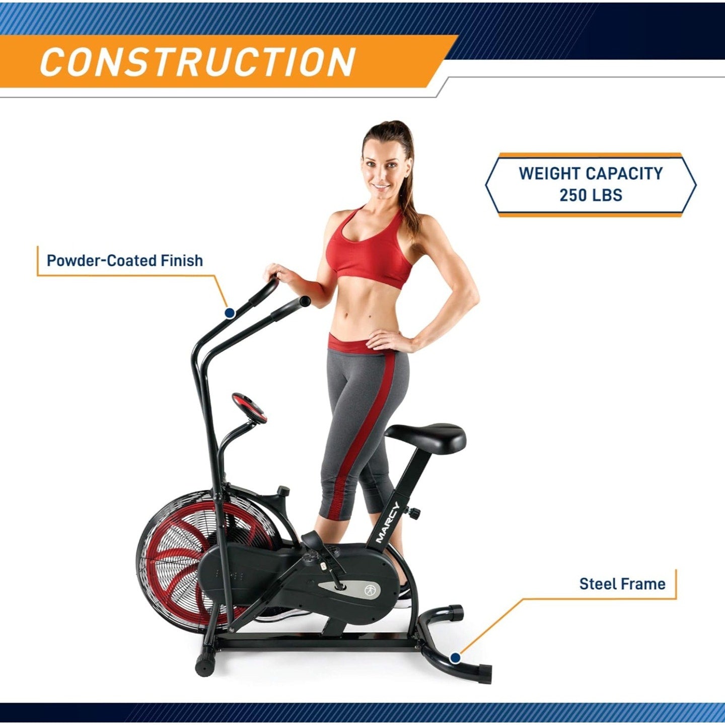 Marcy Air-Resistance Exercise Fan Bike With Dual Acction Handlebars