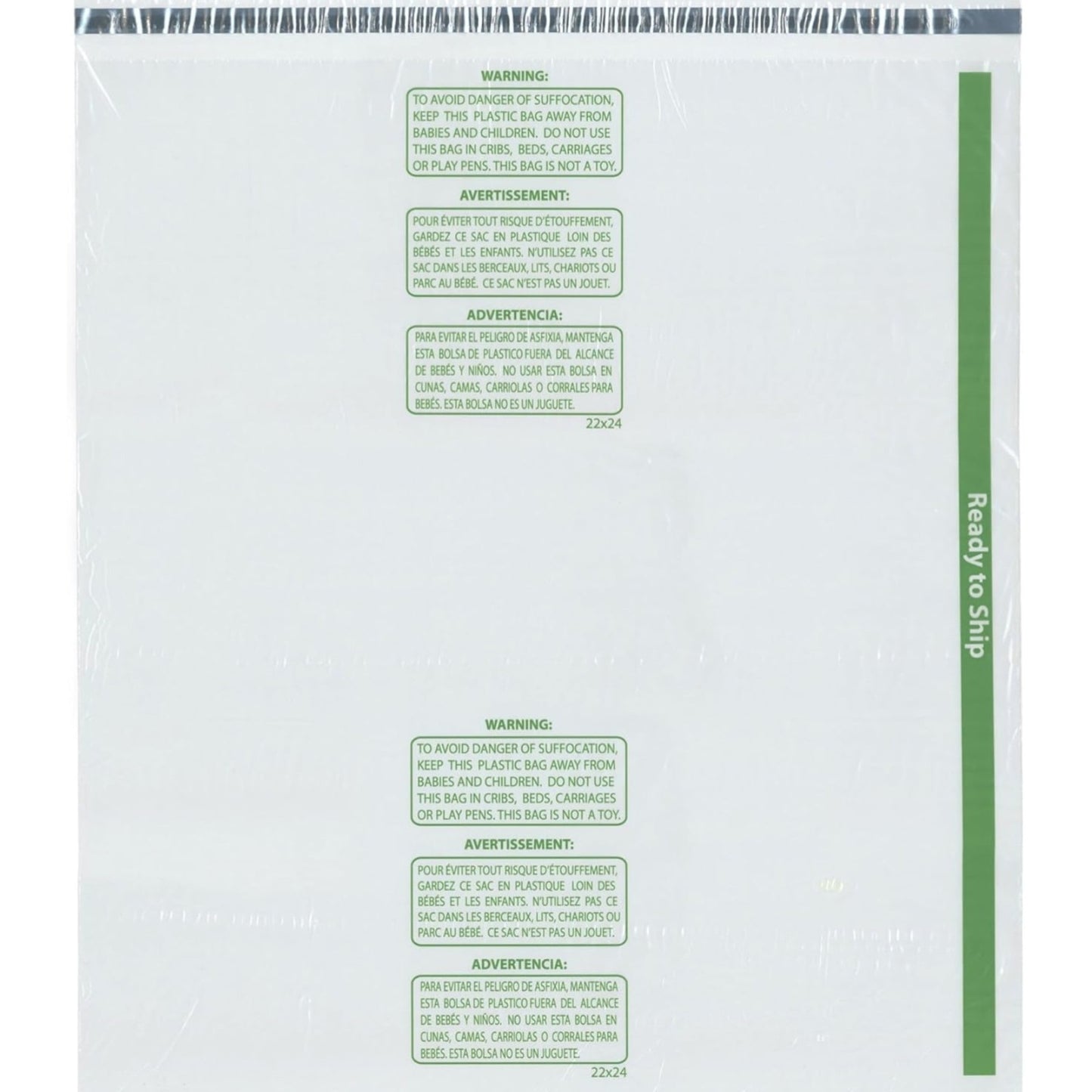 Plymor Ready to Ship 1.5 Mil Wicketed Poly Bags with Permanent Adhesive Strip and Suffocation Warni