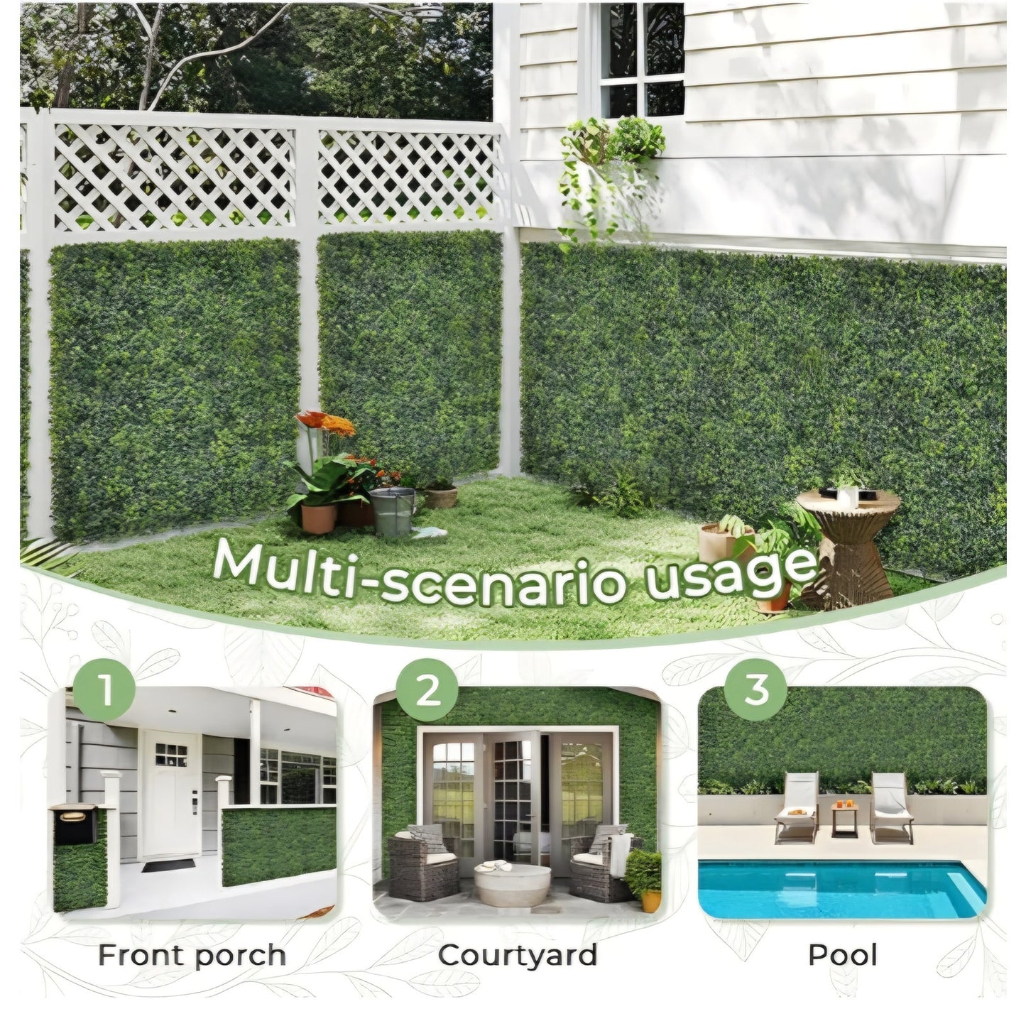 Artificial Boxwood Backdrop Roll: 72"x144" (72 sqft) UV-Anti Greenery Faux Grass Hedge