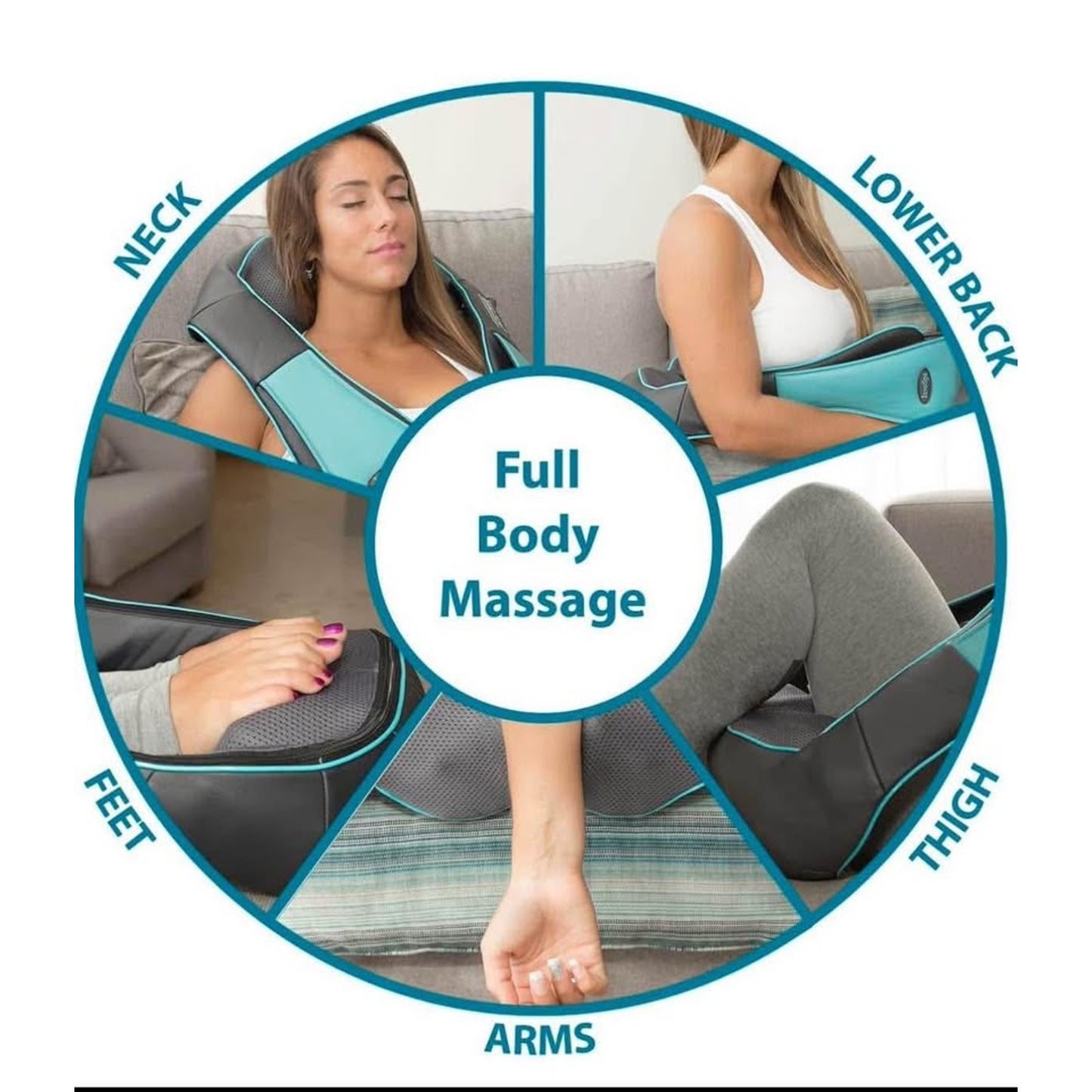 InvoSpa Shiatsu Neck and Back Massager with Heat - Deep Kneading Pillow for Massage - Electric Full