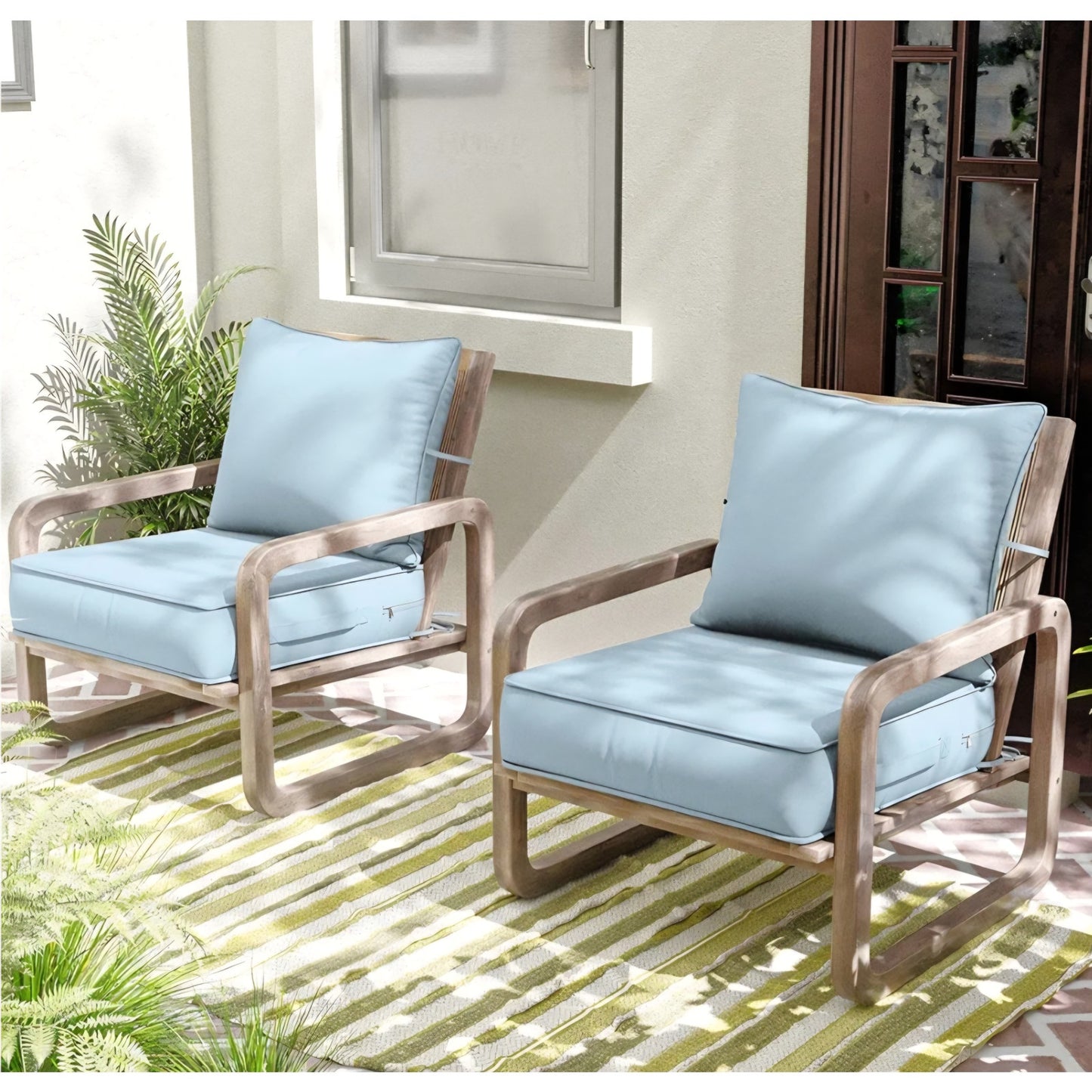 Outdoor Patio Chair Cushions Set 24 L X 24 W X 5 H Waterproof & Fade Resistant Deep Seat and Back