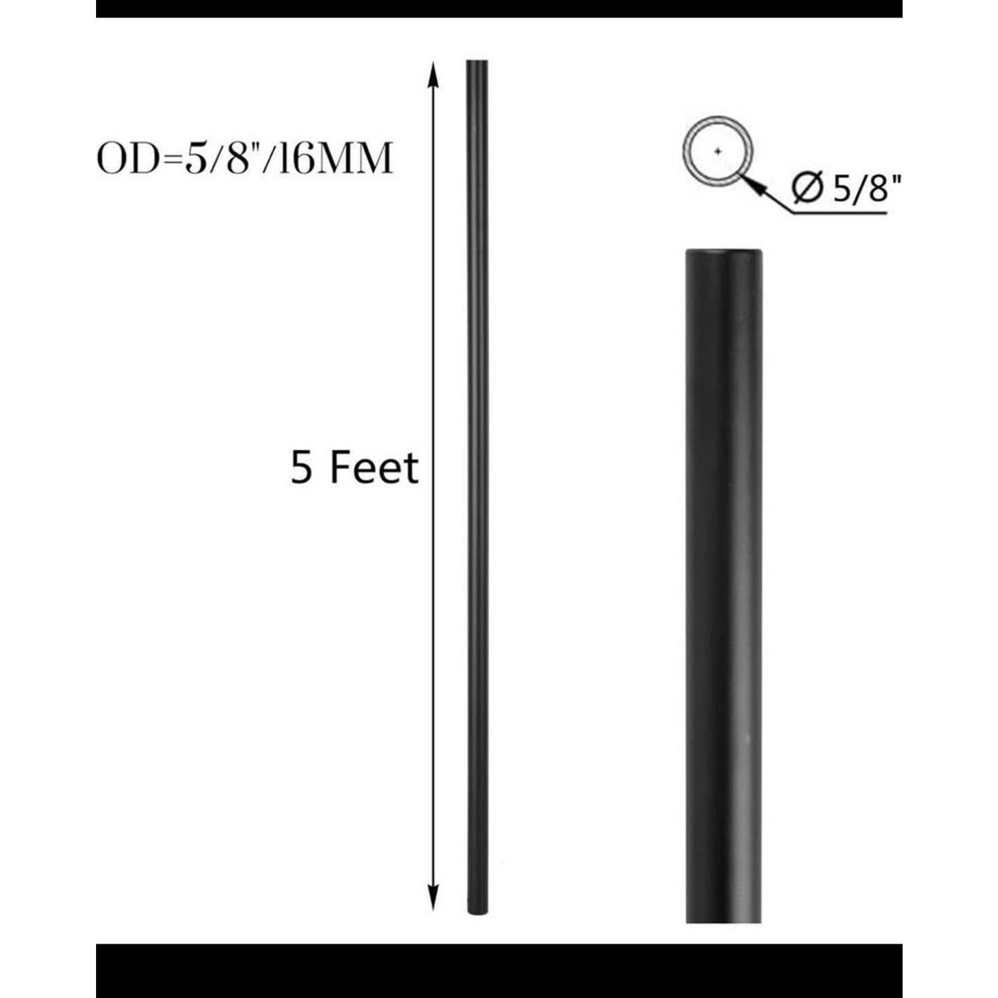 5 Feet x 5/8-inch Round Horizontal Bar Baluster for Stair Remodel - Wrought Stair Iron Baluster for