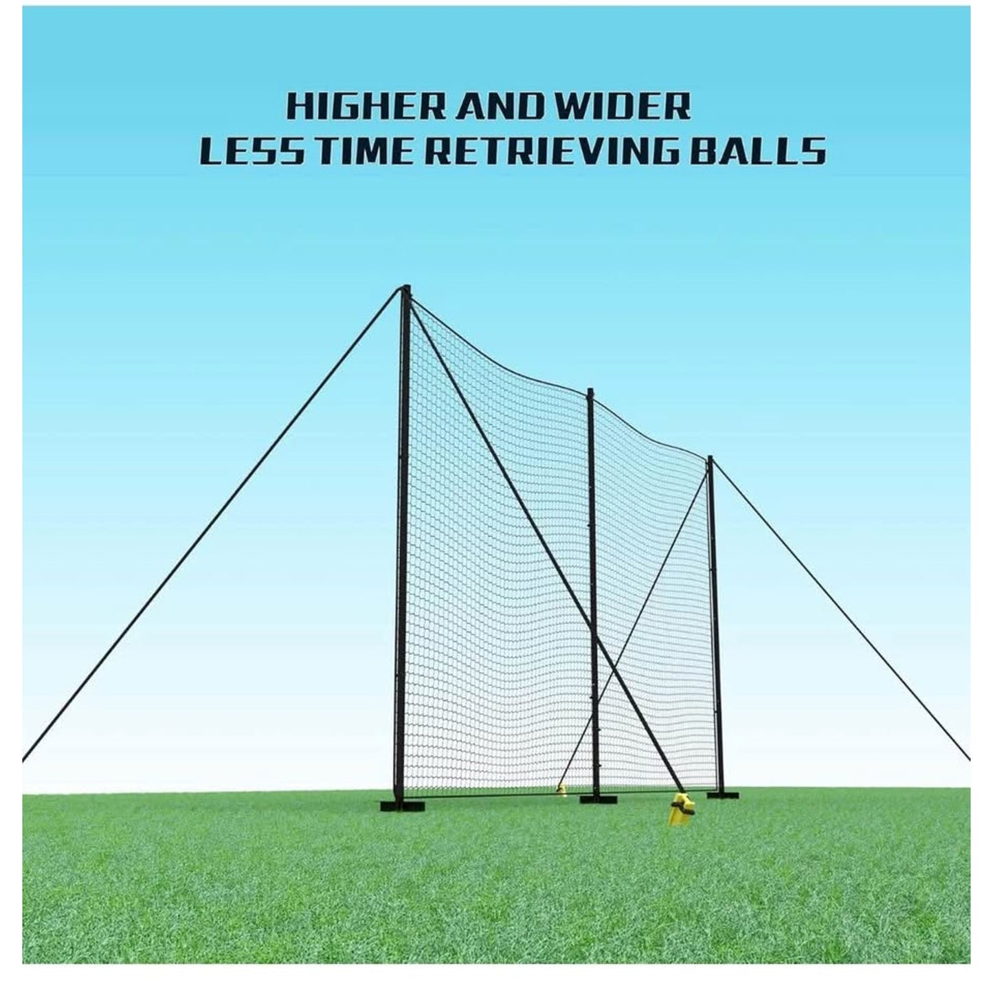 MR Ball Stop Net System, Movable Heavy Duty Backstop Net, 2 in 1 Multi-Sport Stop Netting, Ball Barr