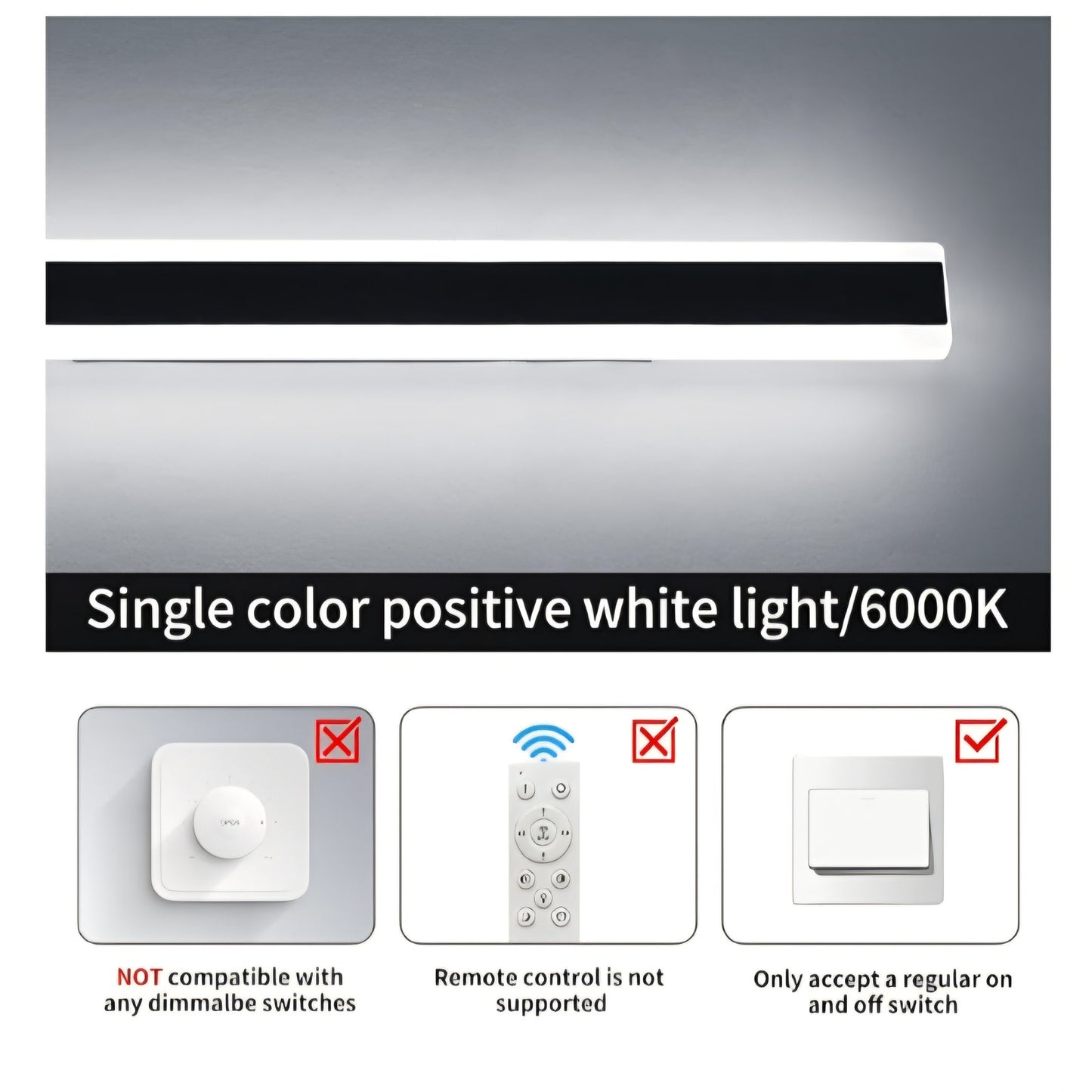 57inch Exterior Wall Light Fixture, 6000K Cold White, Modern Long Outdoor Wall Sconce
