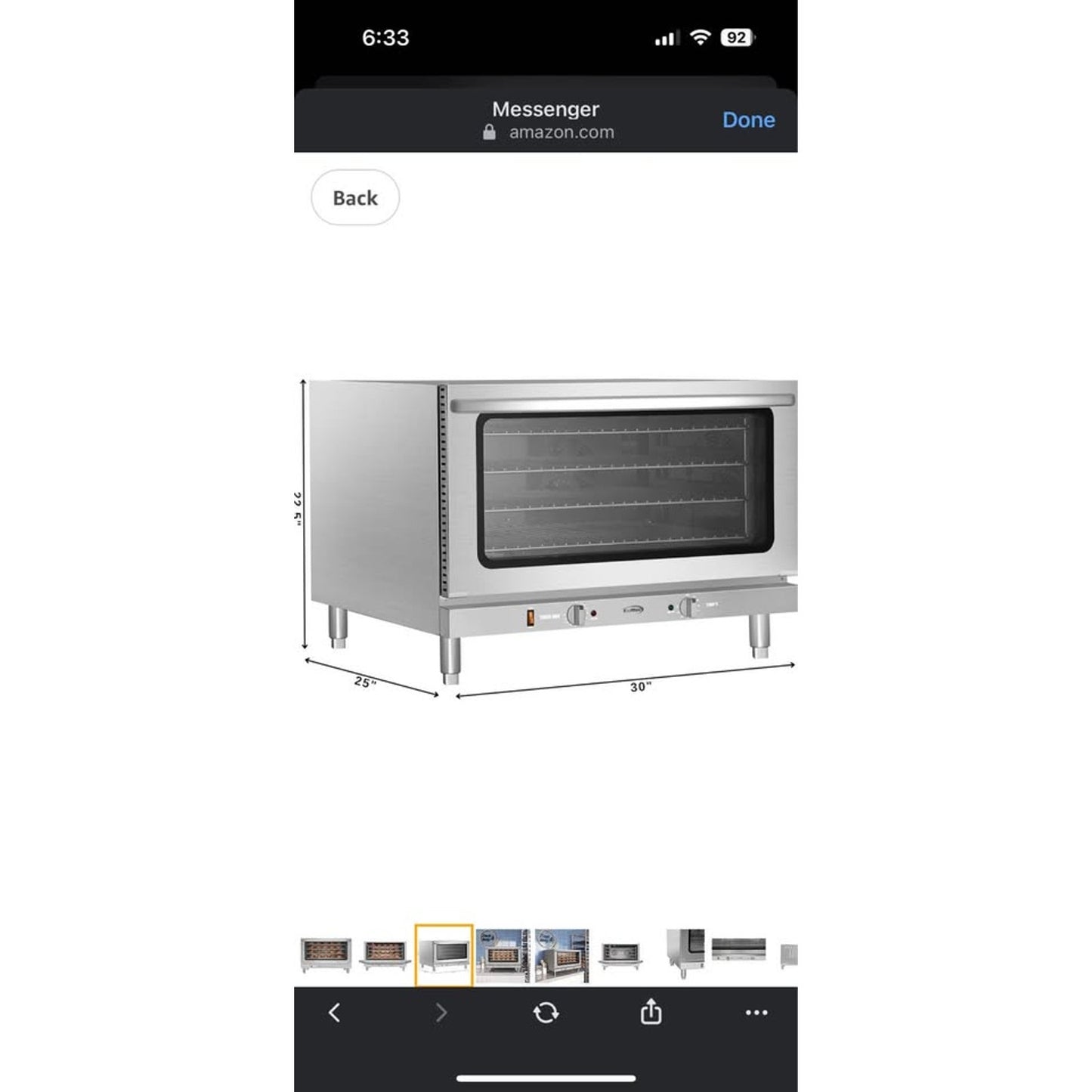 32 in. Commercial Countertop Convection Oven, Holds Full Size Pans, 4 Racks and 3500W of Power, 240V