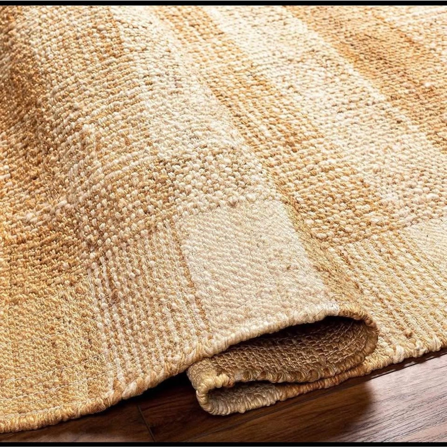 Alara Jute Plaid Area with Tassel Runner Rug - Peach, Tan