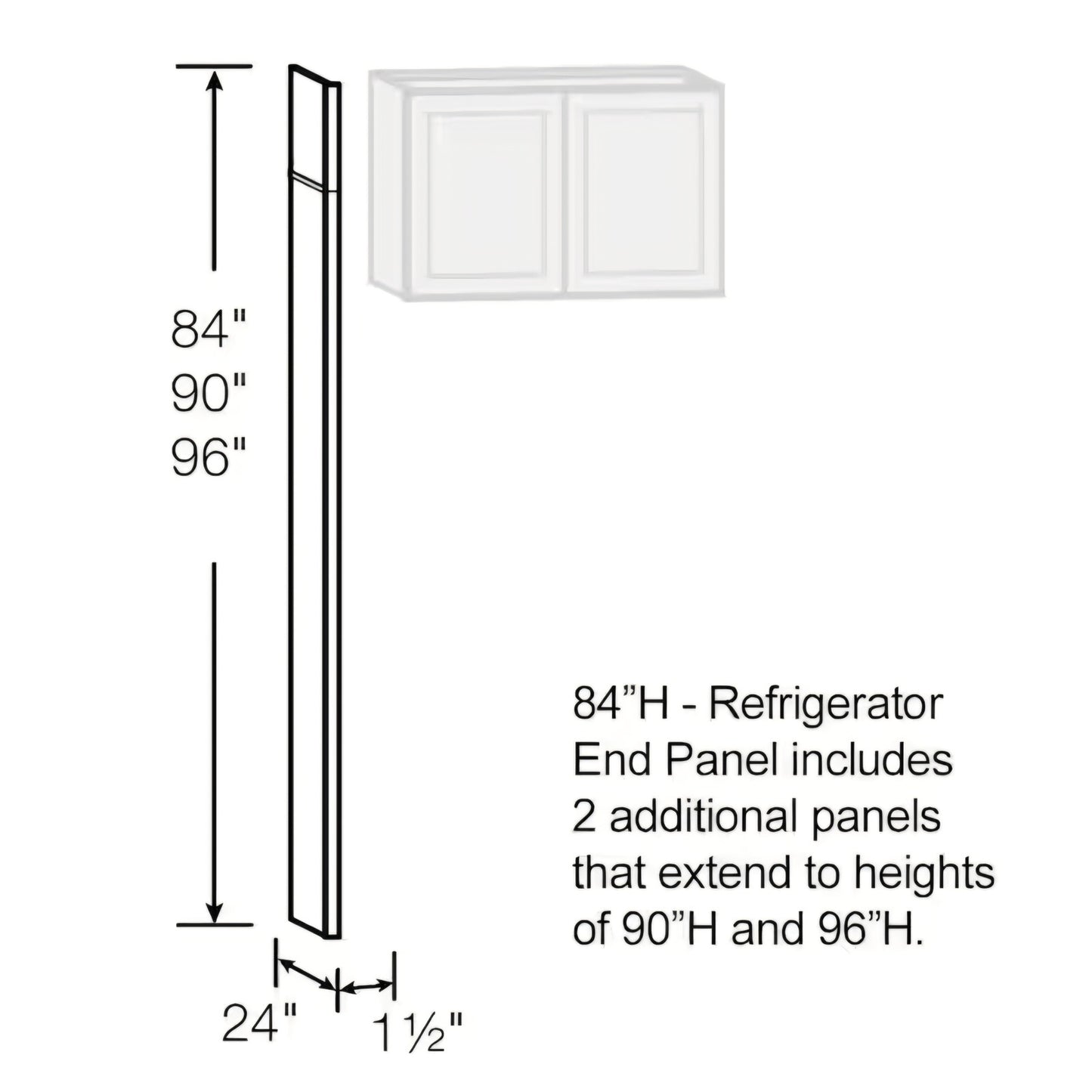 24 in. W x 84 in. H Refrigerator End Panel kit in medium Oak