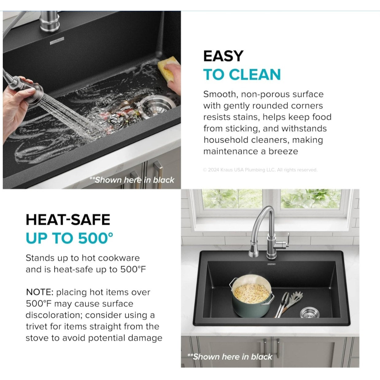 KRAUS Forteza 33-inch Drop In/Undermount Single Bowl Granite Kitchen Sink in Grey, KGD-54GREY