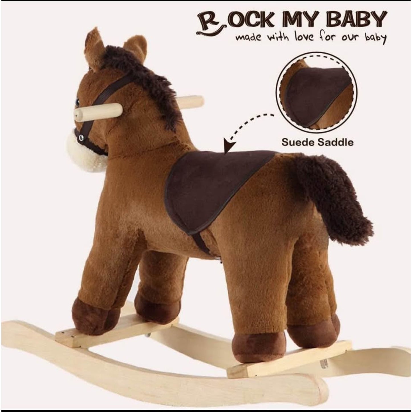 Plush Rocking Horse, Soft Filling Ride on Pony, Rocking Animal, Stuffed Rocker for Kids 18 Months an