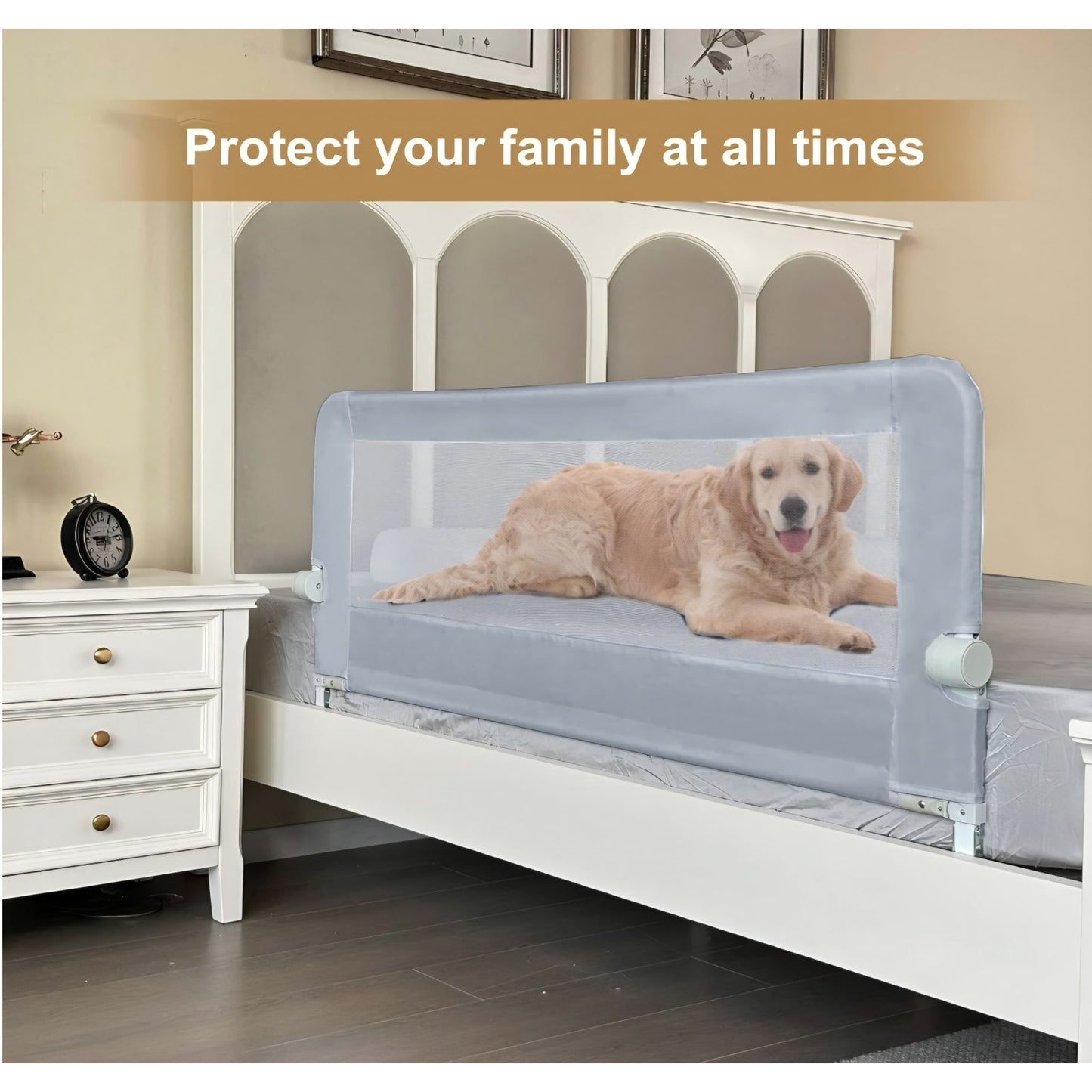 Baby Toddler Bed Rail 59 inch Guard Extra Long Foldable Tall Safety Bedrail with Reinforced Anchor