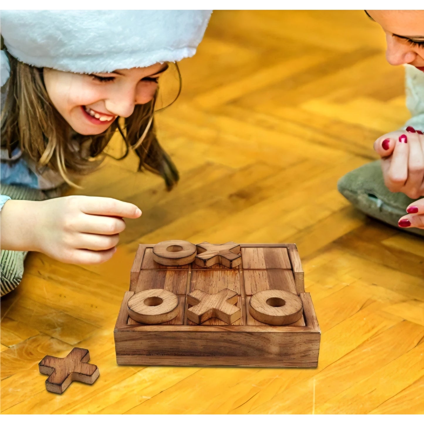 Glintoper Tic Tac Toe & 4 in a Row Table Games Set - Rustic Decor Wood Strategy Board Games