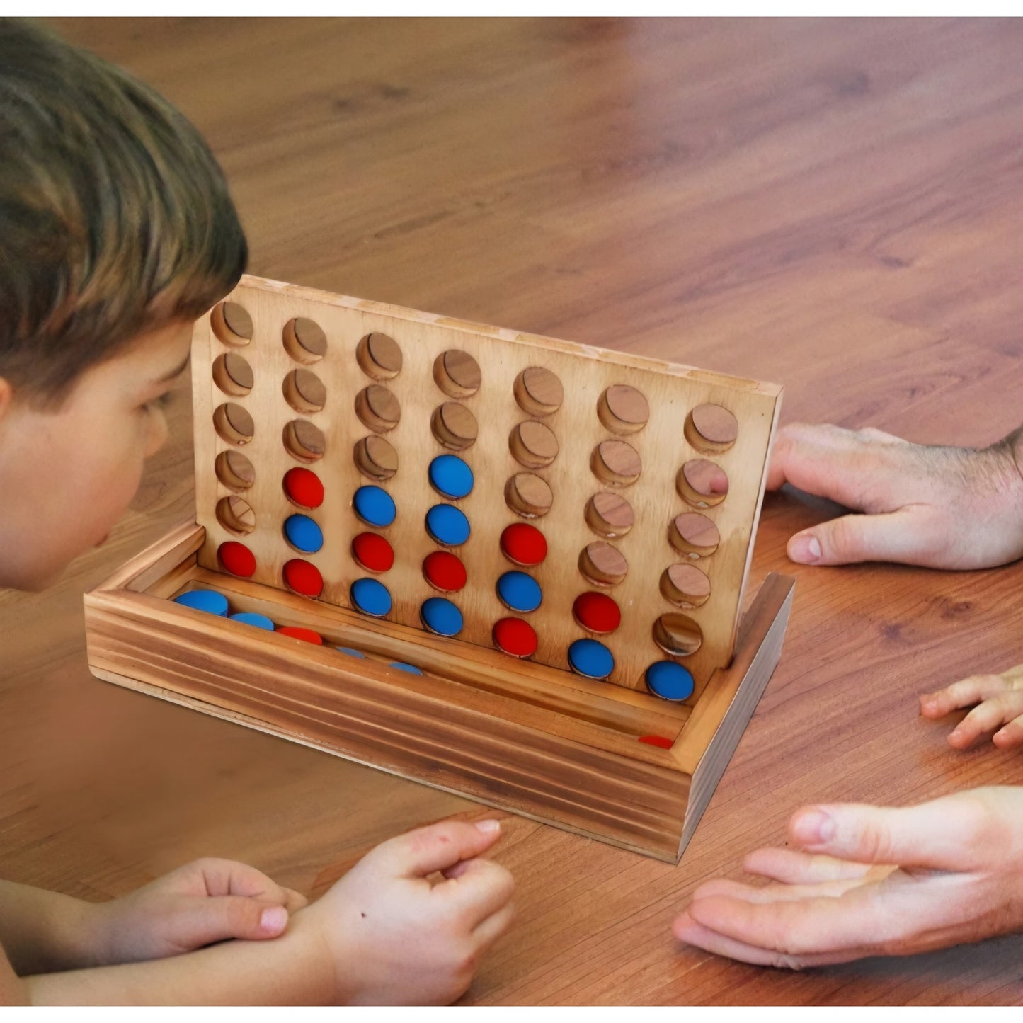 Glintoper Tic Tac Toe & 4 in a Row Table Games Set - Rustic Decor Wood Strategy Board Games
