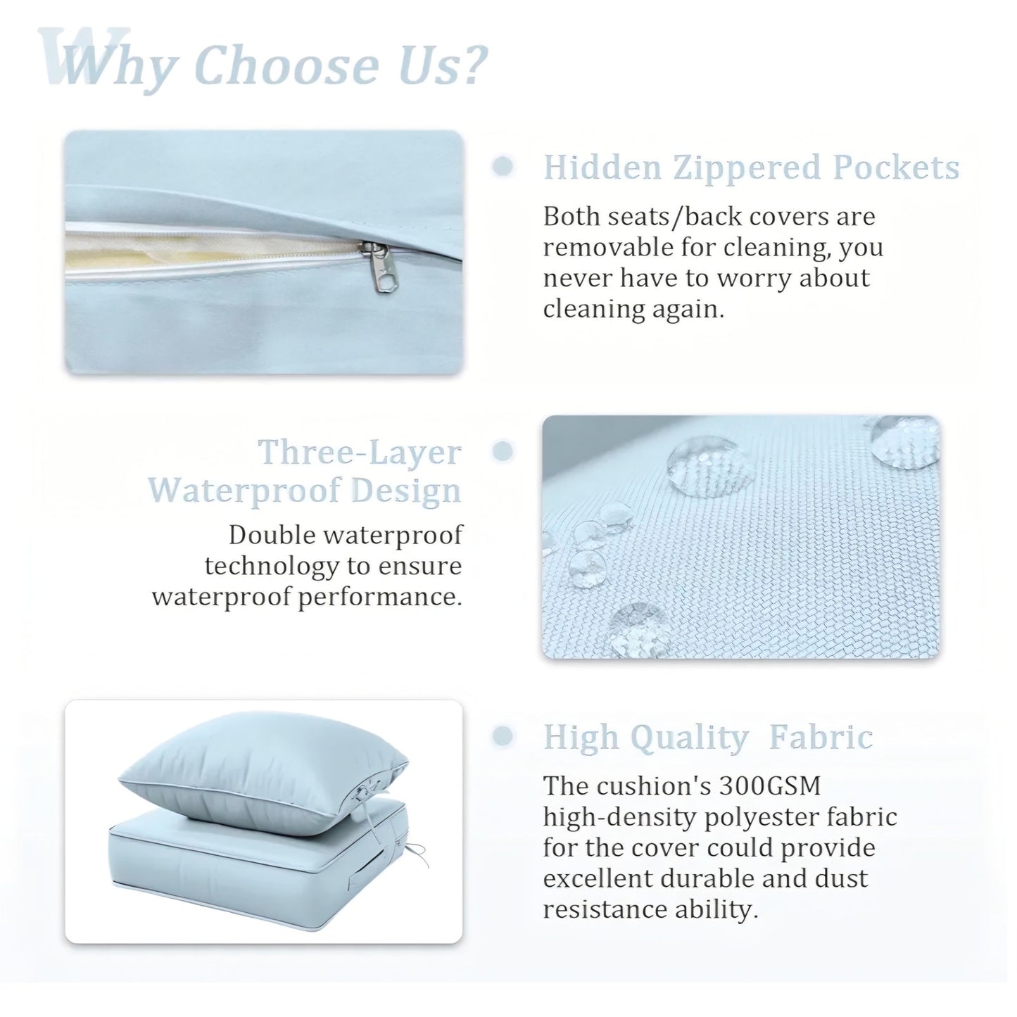 Outdoor Patio Chair Cushions Set 24 L X 24 W X 5 H Waterproof & Fade Resistant Deep Seat and Back