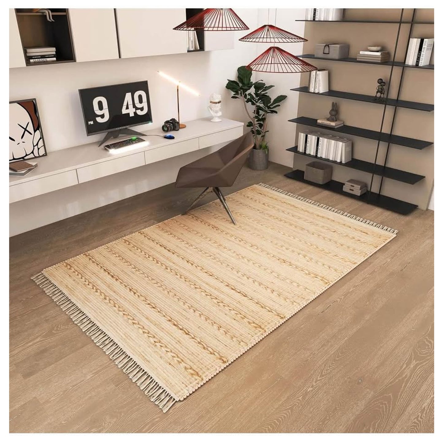 6x9 Ft Jute Natural Area Rug, Hand Woven Rug for Living Rooms, Kitchen, Bedroom & Dinings Premium Qu
