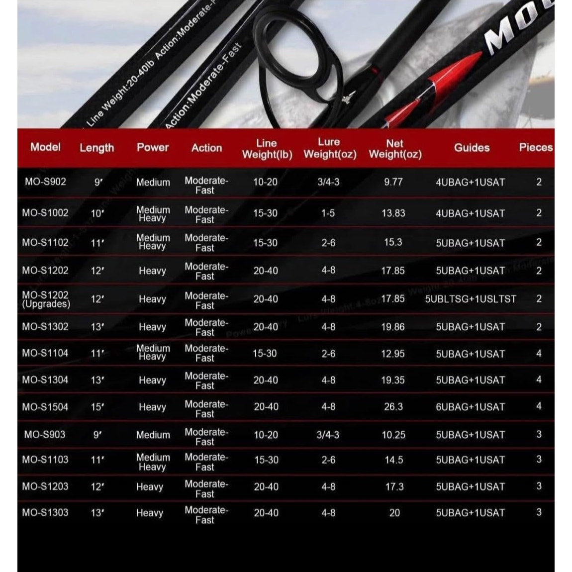 Fiblink Surf Spinning Fishing Rod 2-Piece Graphite Travel Fishing Rod(10 Feet)