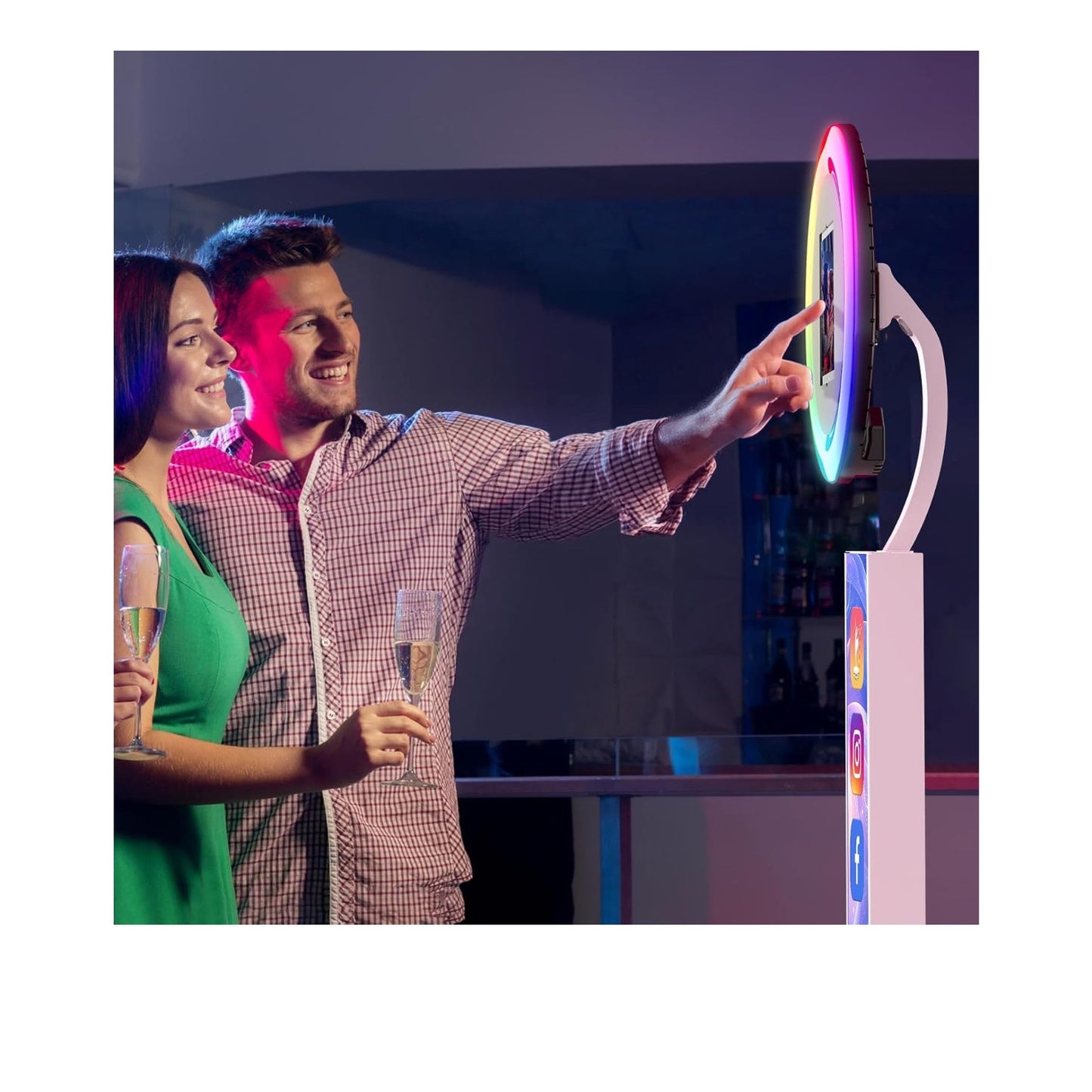 JIYANG Portable Photo Booth Compatible with Any Ipad,Large Lightbox Ipad Photo Booth