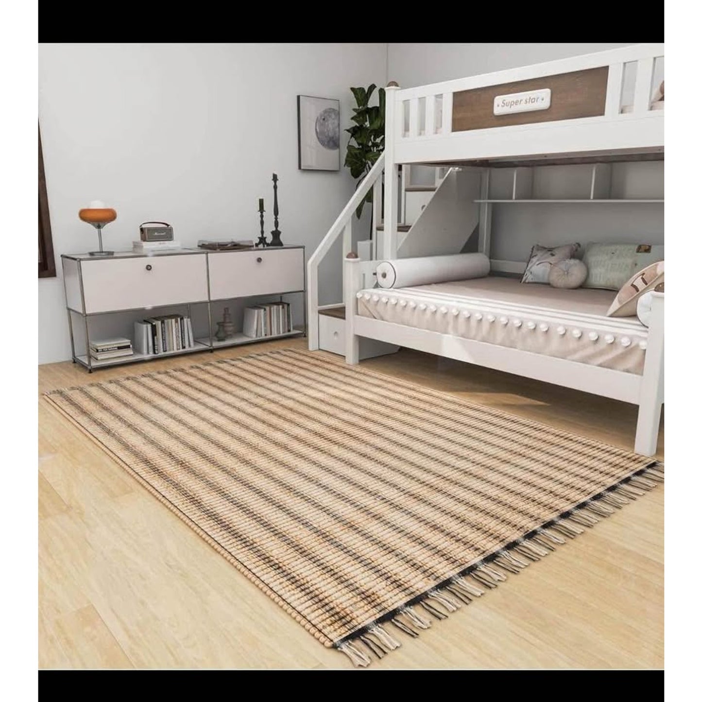Jute Rug 6x9 Ft, Hand Woven Rug, Tightly Woven Jute Area Rug for Living Room, Bedroom, Kitchen, Dini