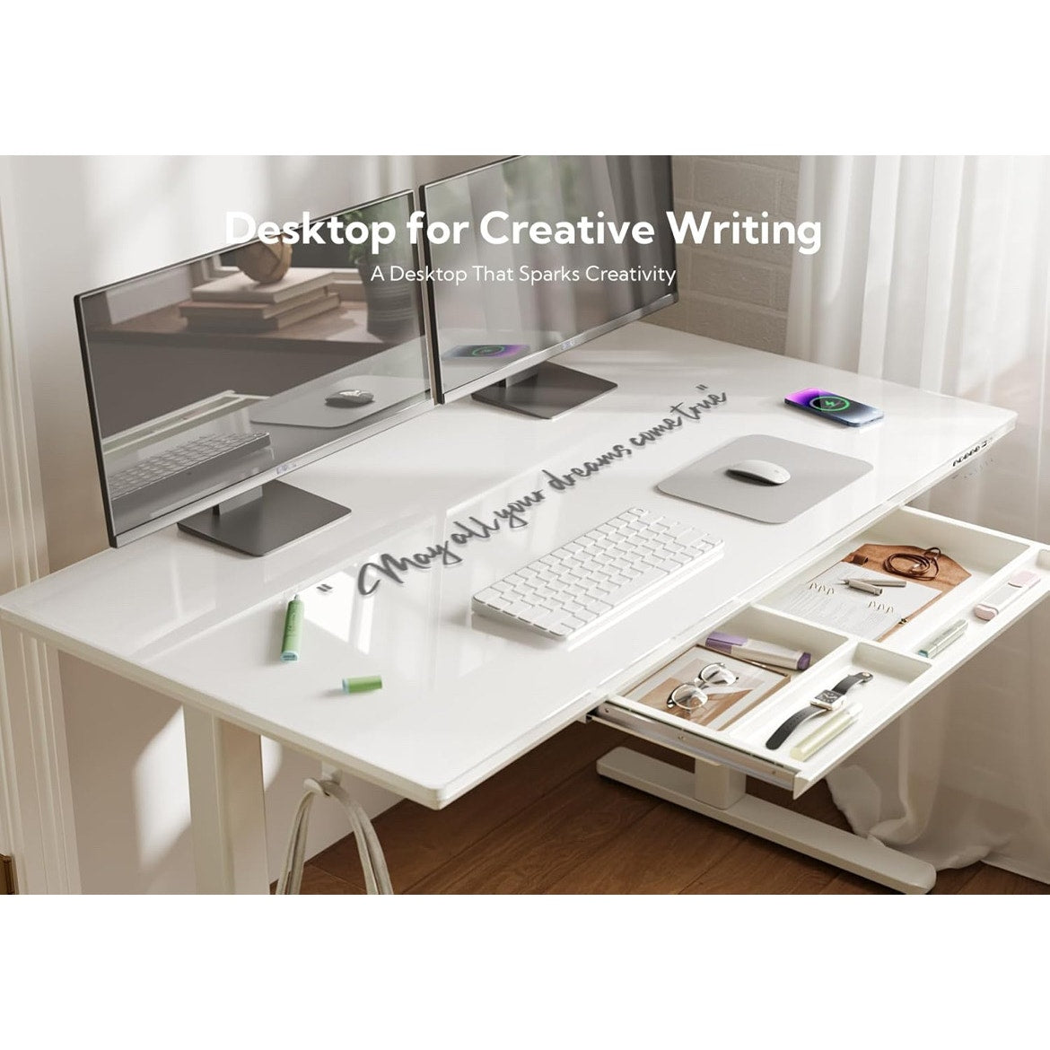 Electric charging glass desk