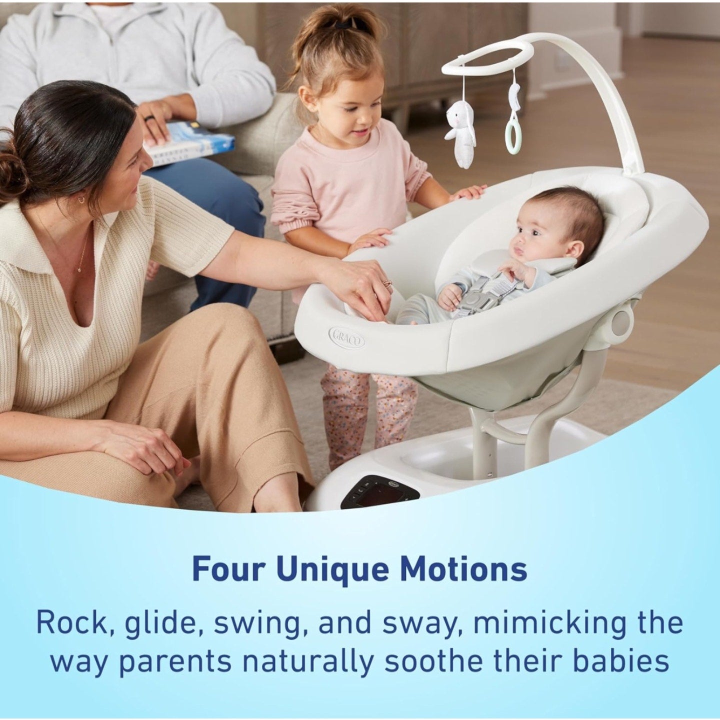 Graco SmartSense Baby Swing with Cry Detection Technology, Soothing Motions and Calming Vibrations, Comfortable Infant Support, Rori