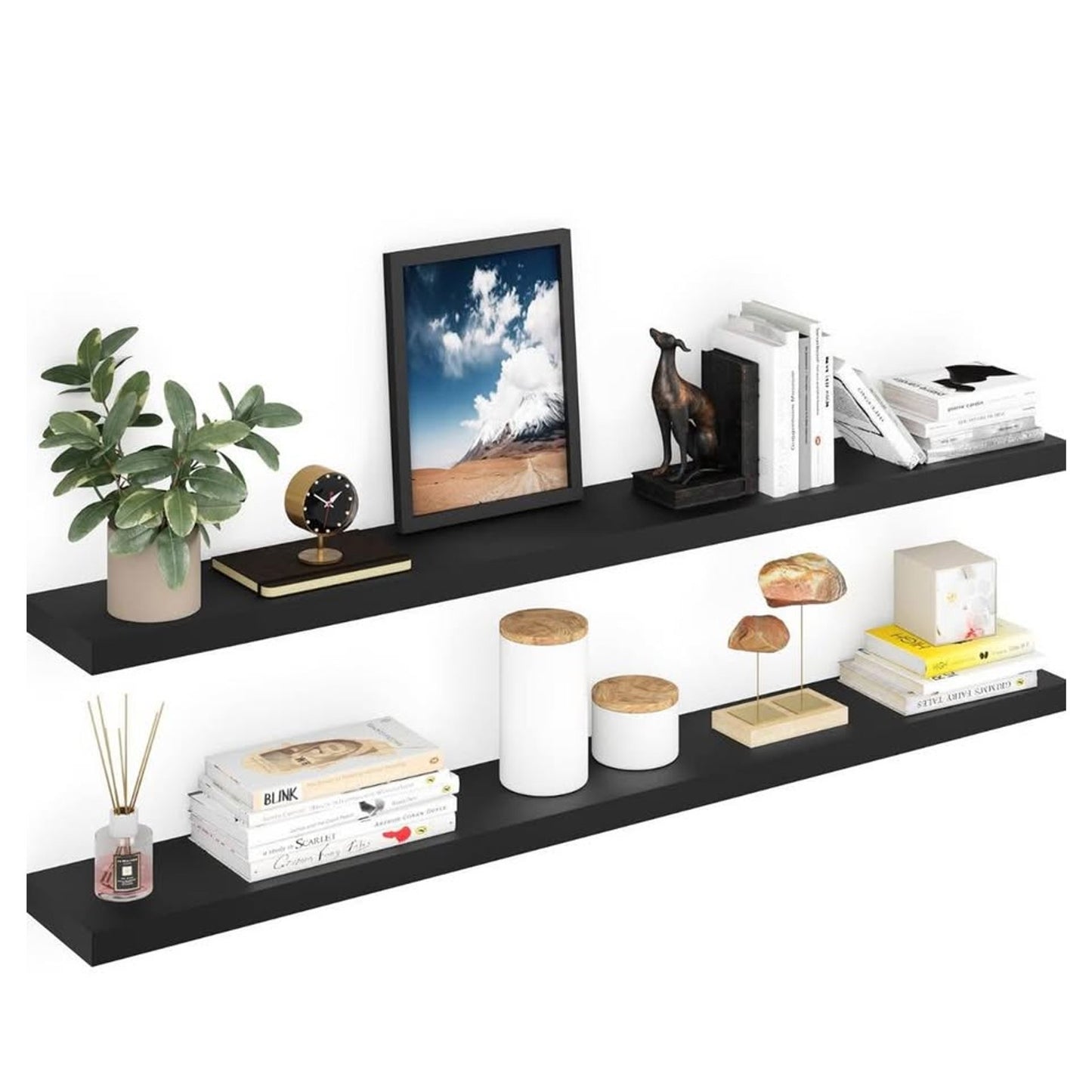 Ballucci Floating Shelves for Wall, 60" Wood Wall Shelf Set of 2, with Invisible Brackets for Bathro