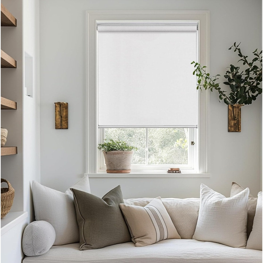 ChrisDowa Cordless Free-Stop 100% Blackout Blinds for Windows.Brown,47" W X 72" H
