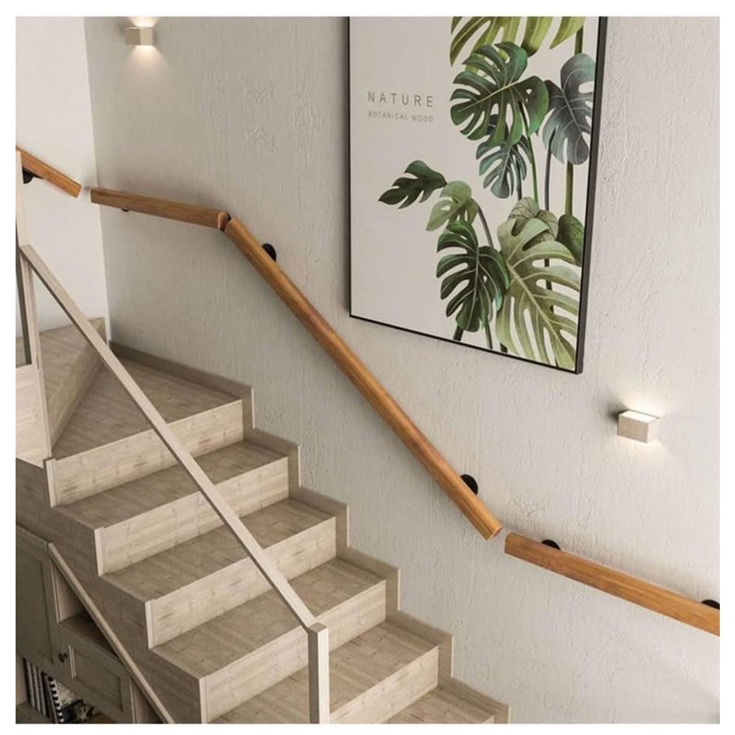 Stair Handrail, Wooden Handrail, 1-20FT Length, Stair Railing, Indoor Wall Handrail, Natural Wood, E