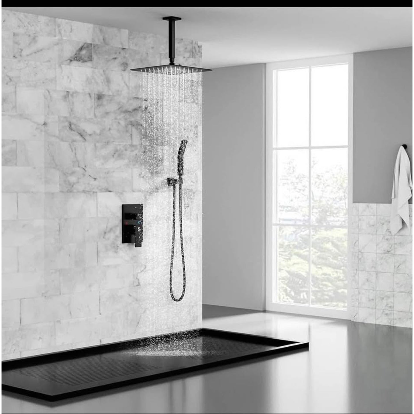 SR SUN RISE 10 Inch Ceiling Mounted Shower System Rain Mixer Shower Combo Set Rainfall Shower Head S