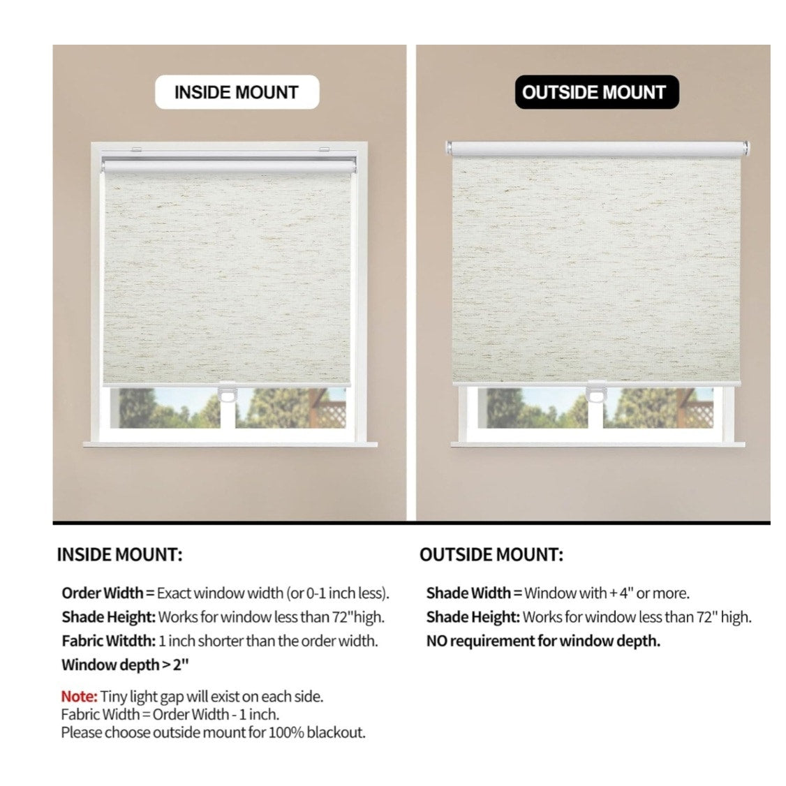 Blackout Roller Shades Blinds Cordless for Windows Pull Down Room Darkening Door Blinds