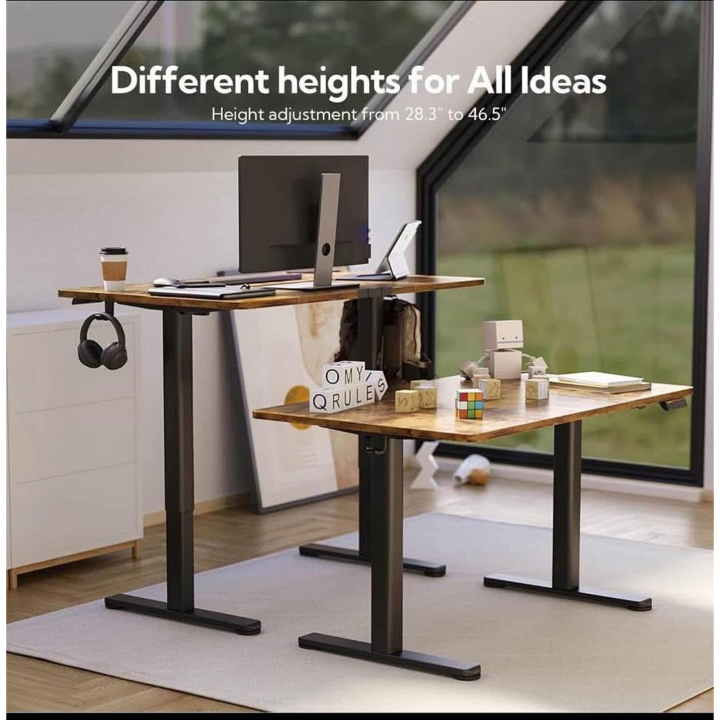 Claiks Electric Standing Desk, Adjustable Height Stand up Desk for Home Office, 63x24 Inches Sit Sta