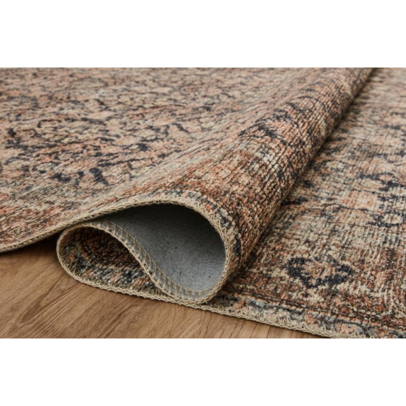 Loloi Amber Lewis Billie Collection, Ink & Salmon 6'-0" x 9'-0" Area Rug – Antique & Distressed