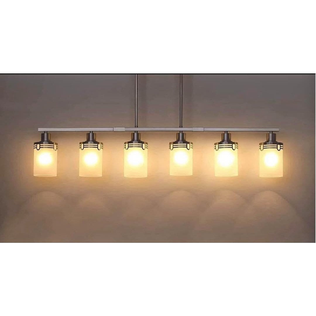 Doraimi Lighting 6 Light Kitchen Island Chandelier Hollow Lamp Cup Brushed Nickel Finish Modern Pend