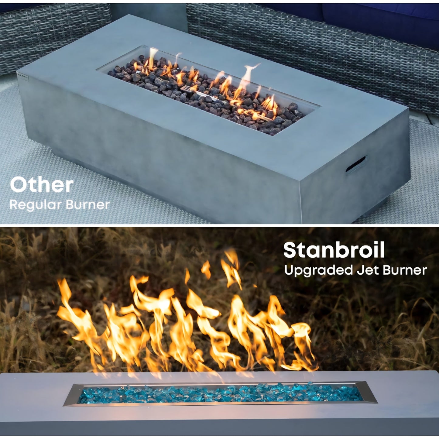 Stanbroil Linear 72" x 6" Drop-in Fire Pit Pan with Jet Burner, Upgrade Natural Gas & Propane Fire