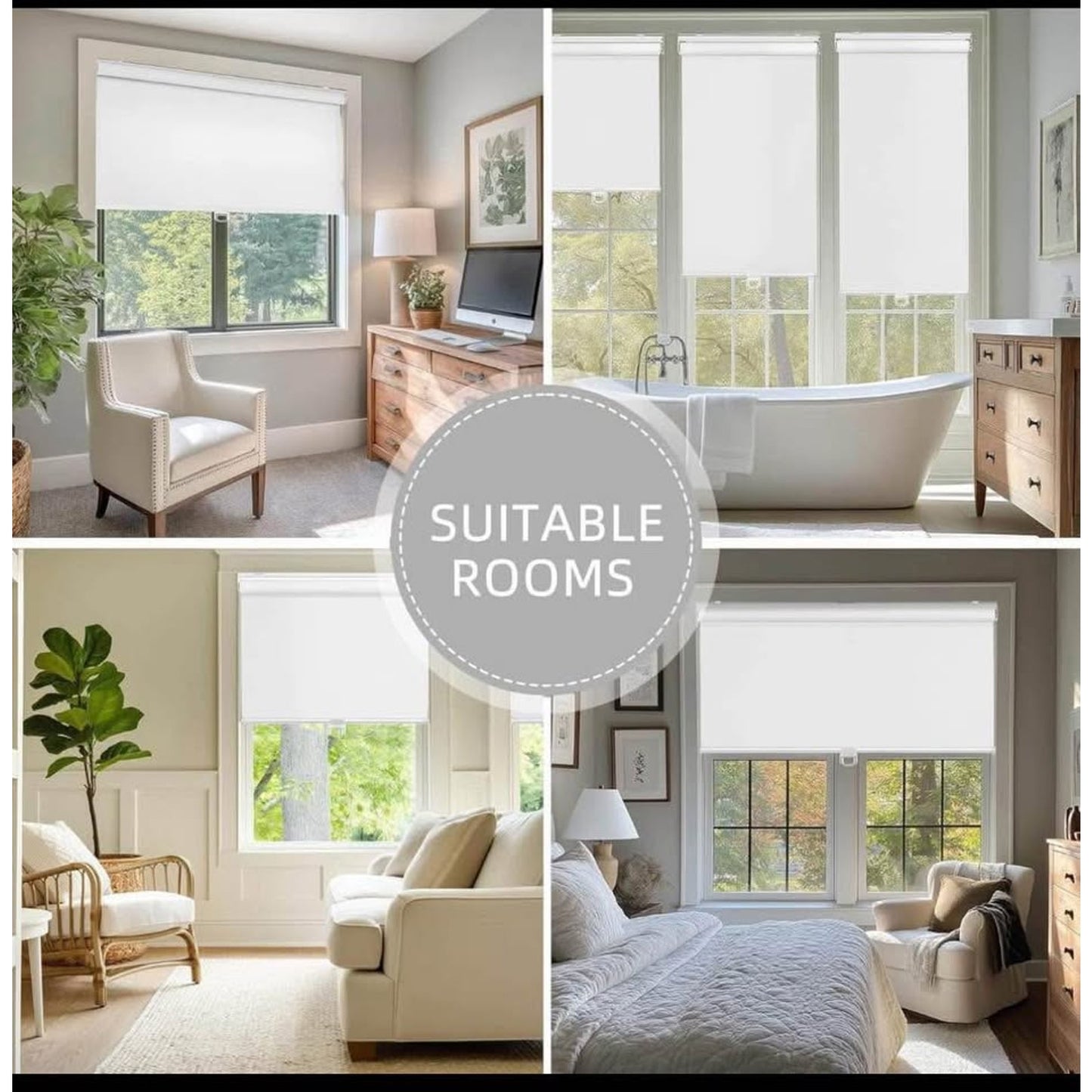 ChrisDowa Cordless Blackout Roller Shades for Windows, Thermal Insulated UV Protection Pull Down Sha