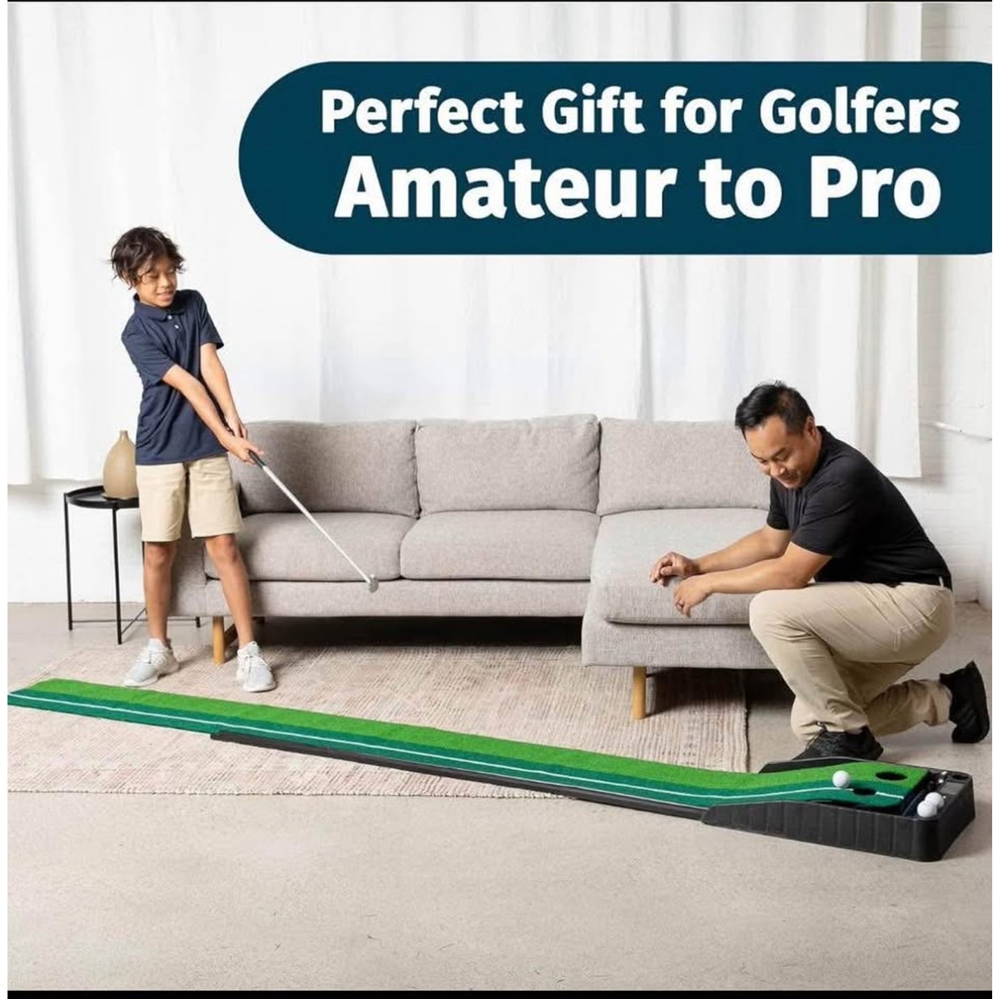 Abco Tech Indoor Golf Putting Green - Portable Golf Mat with Auto Ball Return - Mini Golf Practice f