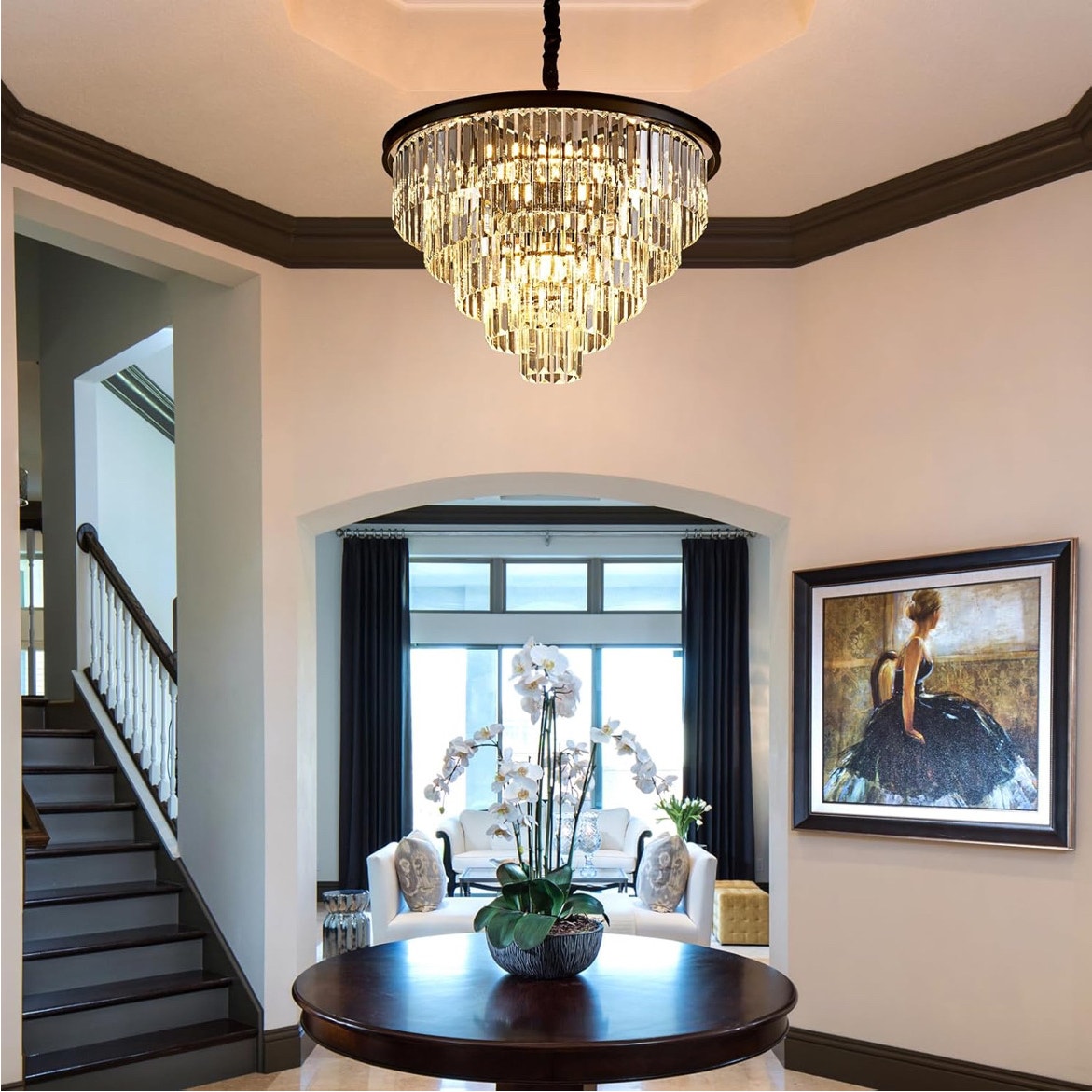 Black Crystal chandelier 7- tier Luxury K9 crystal chandeliers