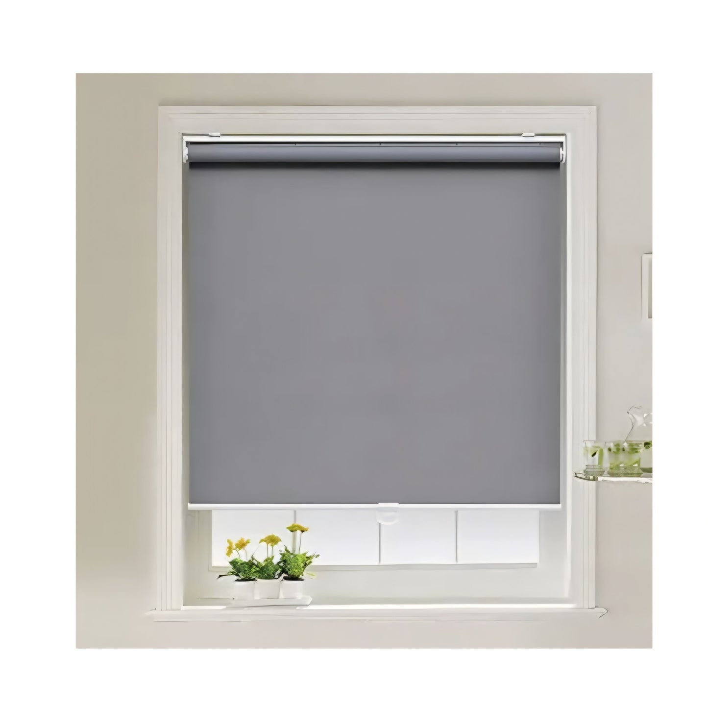 Cordless Roller Shades Blackout Blinds for Windows Room Darkening Rolled Up Shades with Spring System,
