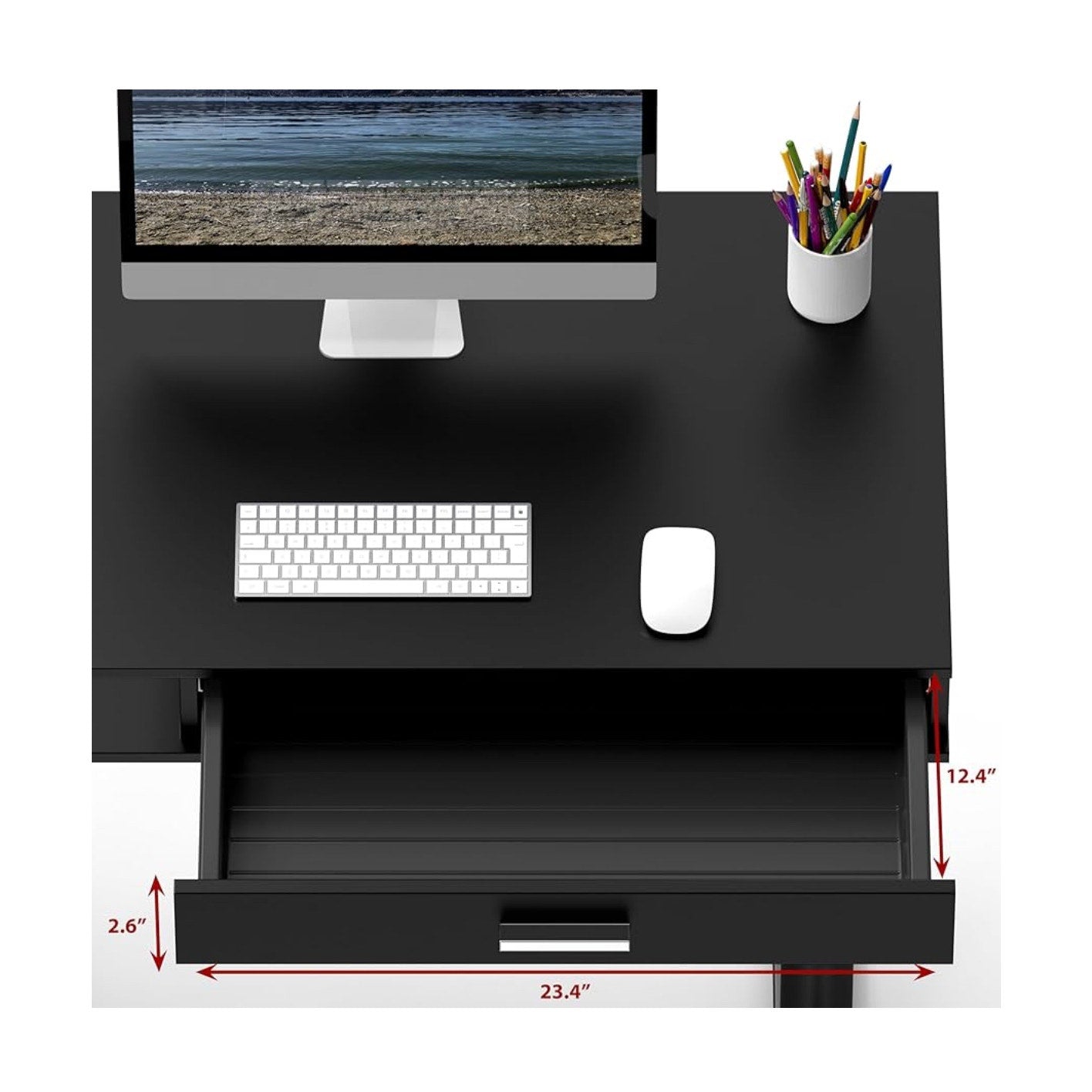 SHW 40-Inch Height Adjustable Claire Electric Standing Desk with Drawer, Black