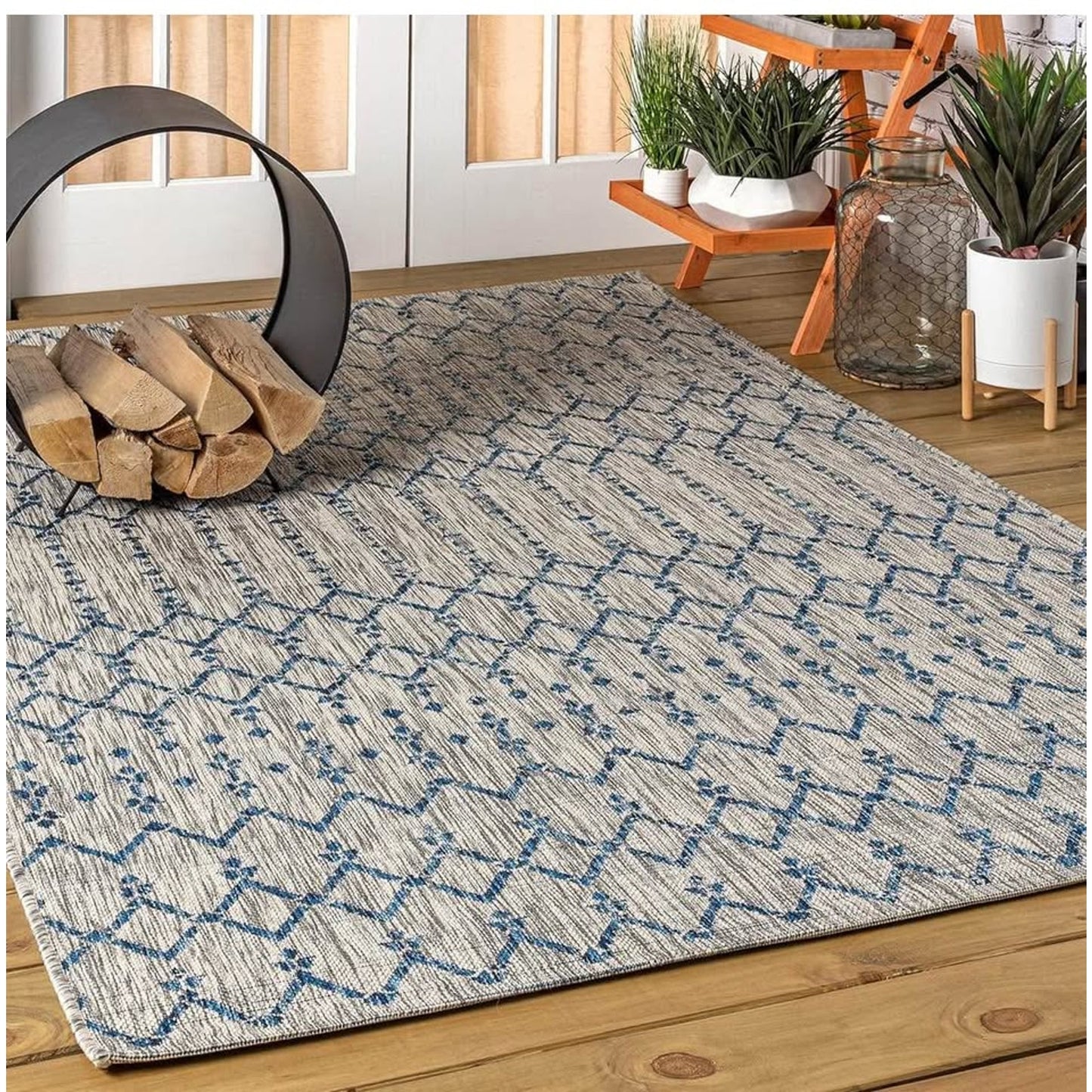 JONATHAN Y SMB108A-8 Ourika Moroccan Geometric Textured Weave Indoor Outdoor Area Rug, Bohemian, Rus