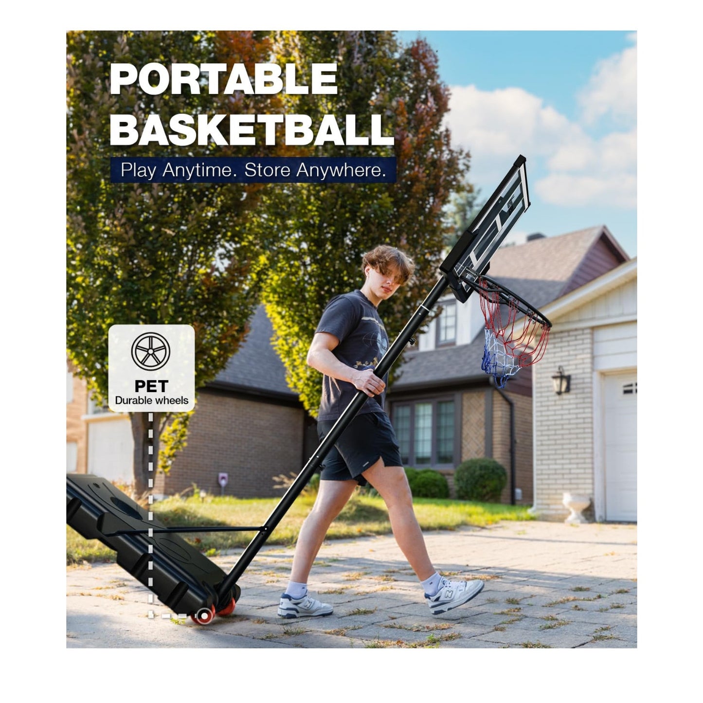 Basketball Hoop,Portable Basketball Hoop System for Outdoor, Adjustable Height.