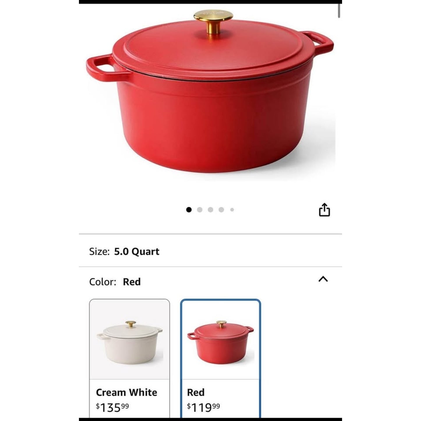 CAROTE Cast Iron Dutch Oven Pot with Lid, Enameled Dutch Oven for Bread Baking, Dual Handles, Heavy-