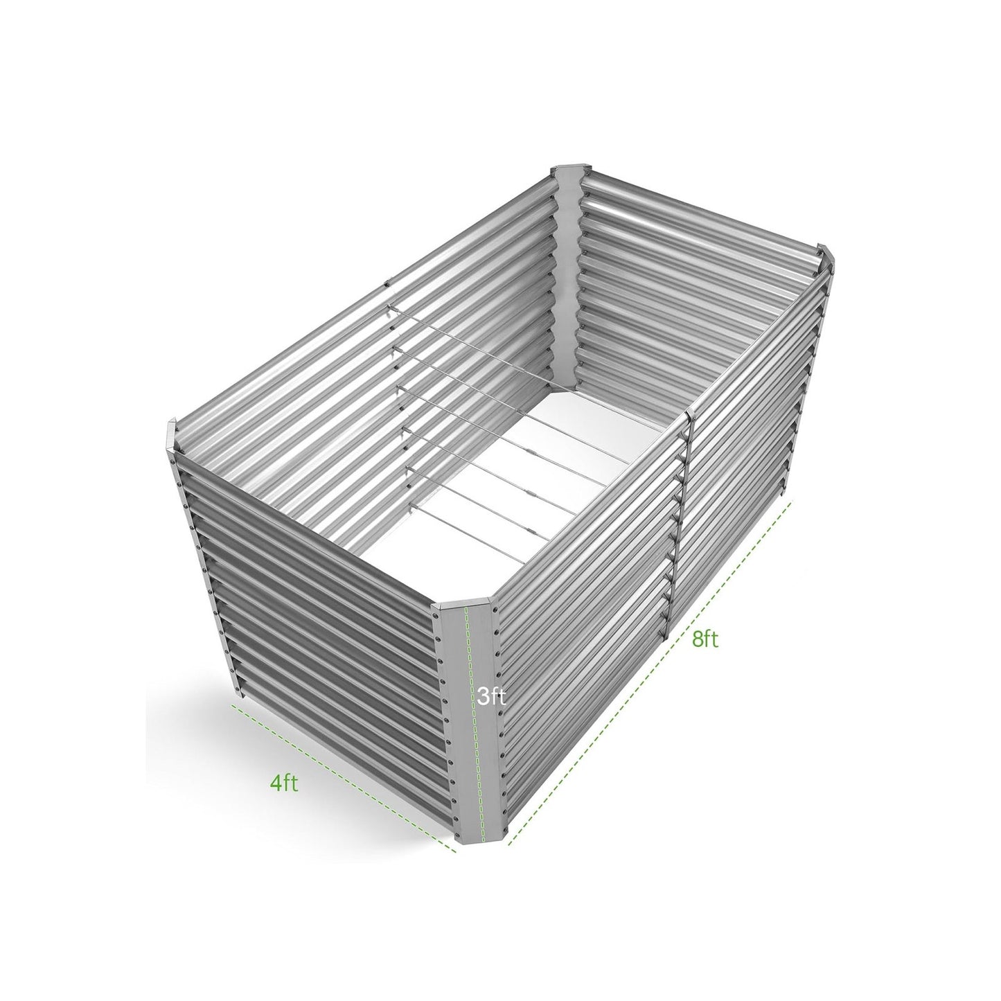 2x Land Guard 8x4x3ft Rectangular Galvanized Raised Garden