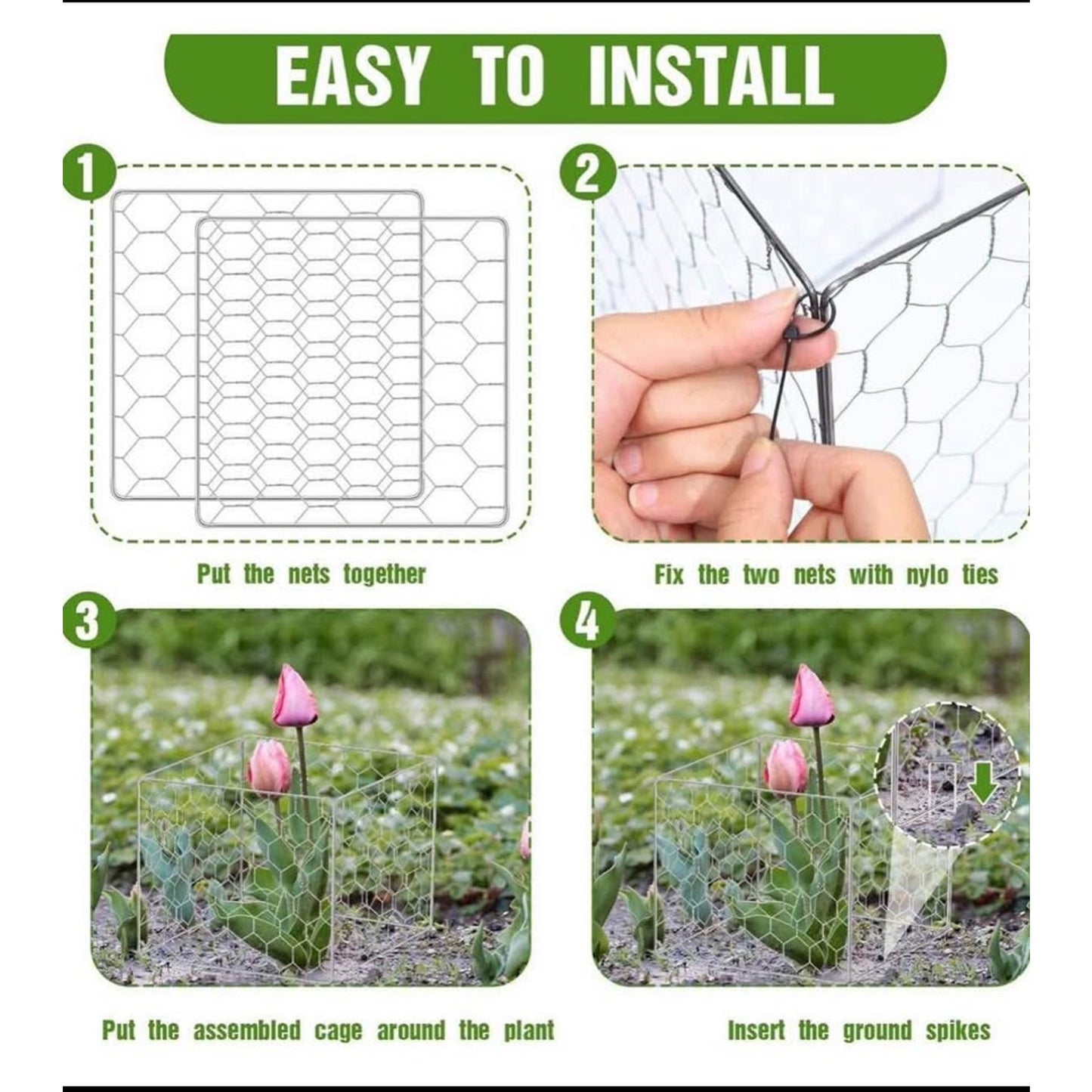 Zubebe 16 set wire plant protectors square wire plant cages mesh 12 x 20