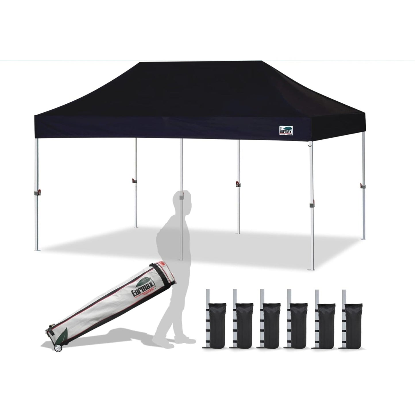 Eurmax USA 10'x20' Pop Up Canopy Tent Commercial Instant Canopies with Heavy Duty Roller Bag,