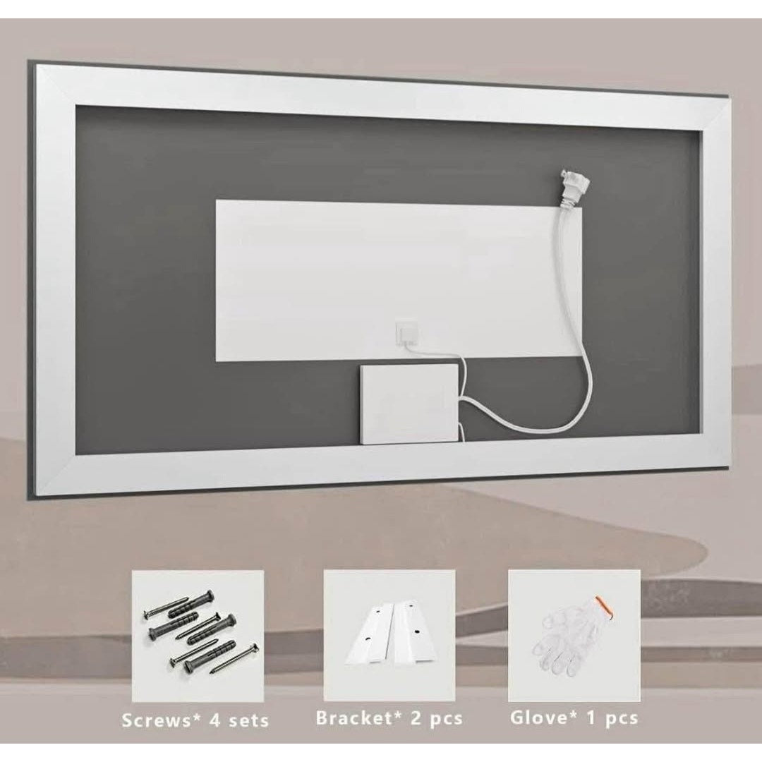 Led Bathroom Mirror 60x36, Large Illuminated Dimmable Vanity Mirror with Lights, Backlit and Front